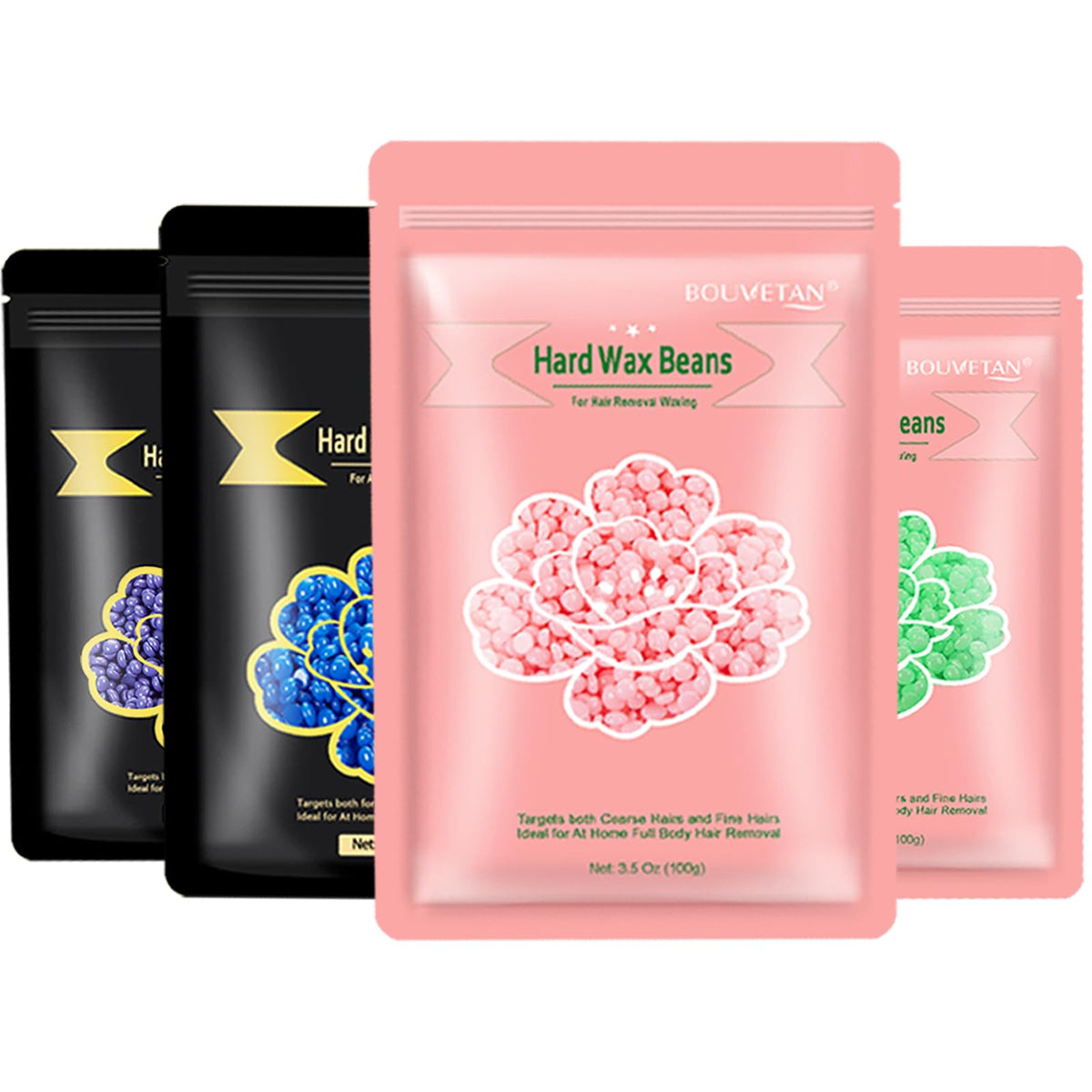 Bouvetan hard wax beads 400g pack for gentle full-body waxing.
