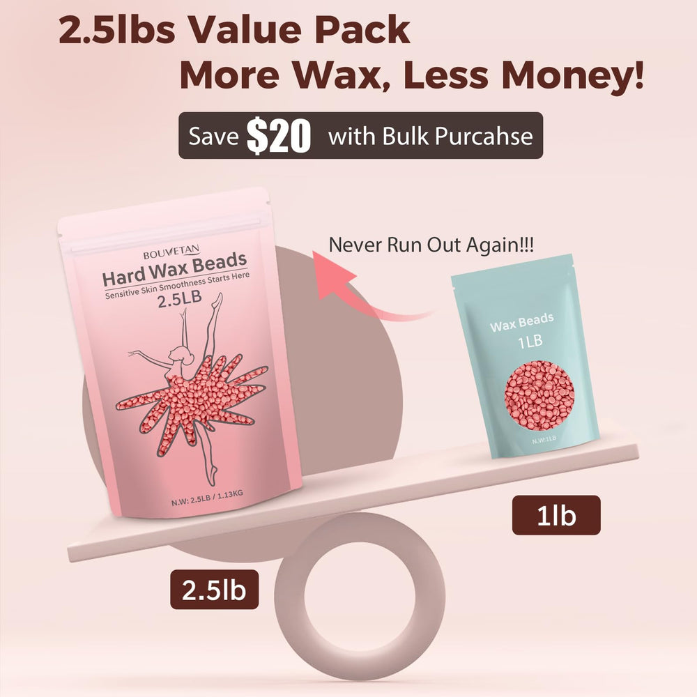 Bouvetan wax beads provide strong grip for thorough hair removal