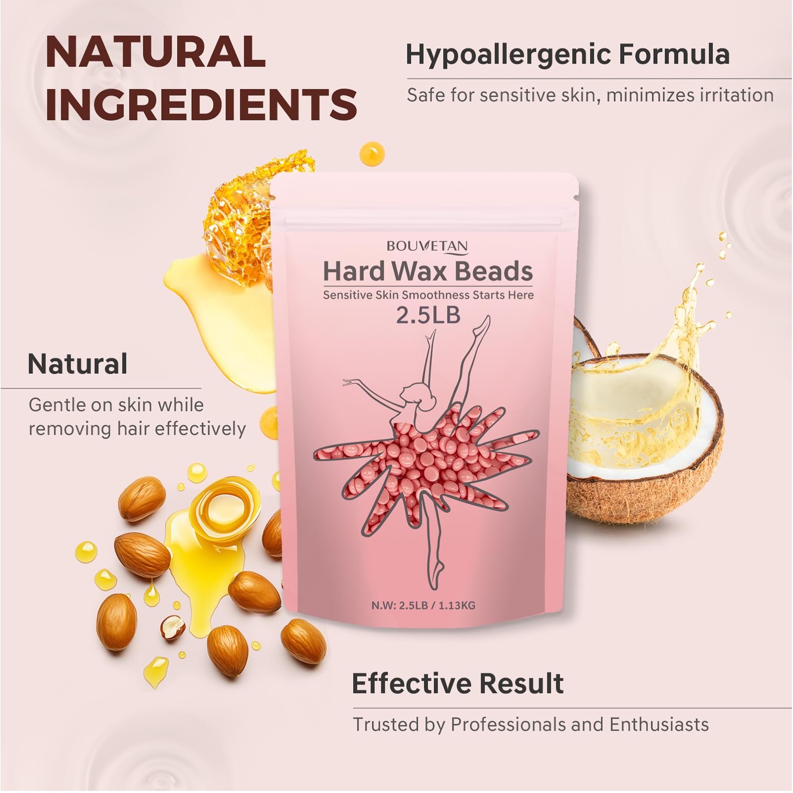 Bouvetan wax beads gentle on sensitive skin during waxing