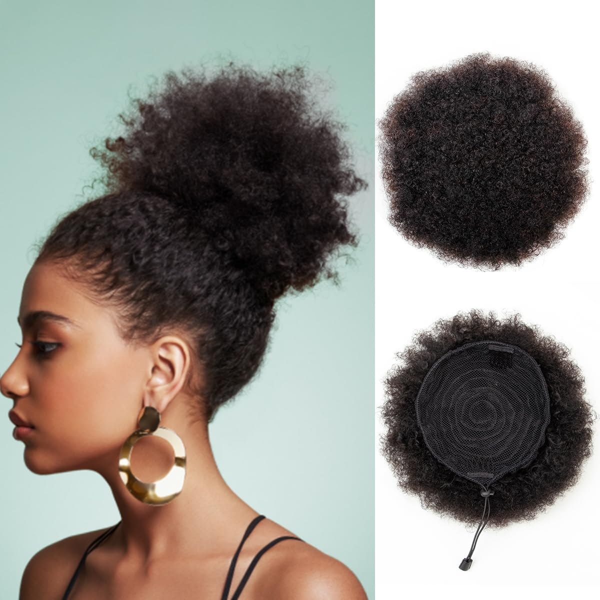 Boymia Afro Puff Ponytail drawstring attachment for quick secure styling.