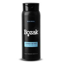 Bozak cooling powder bottle with menthol for instant cooling and dryness.