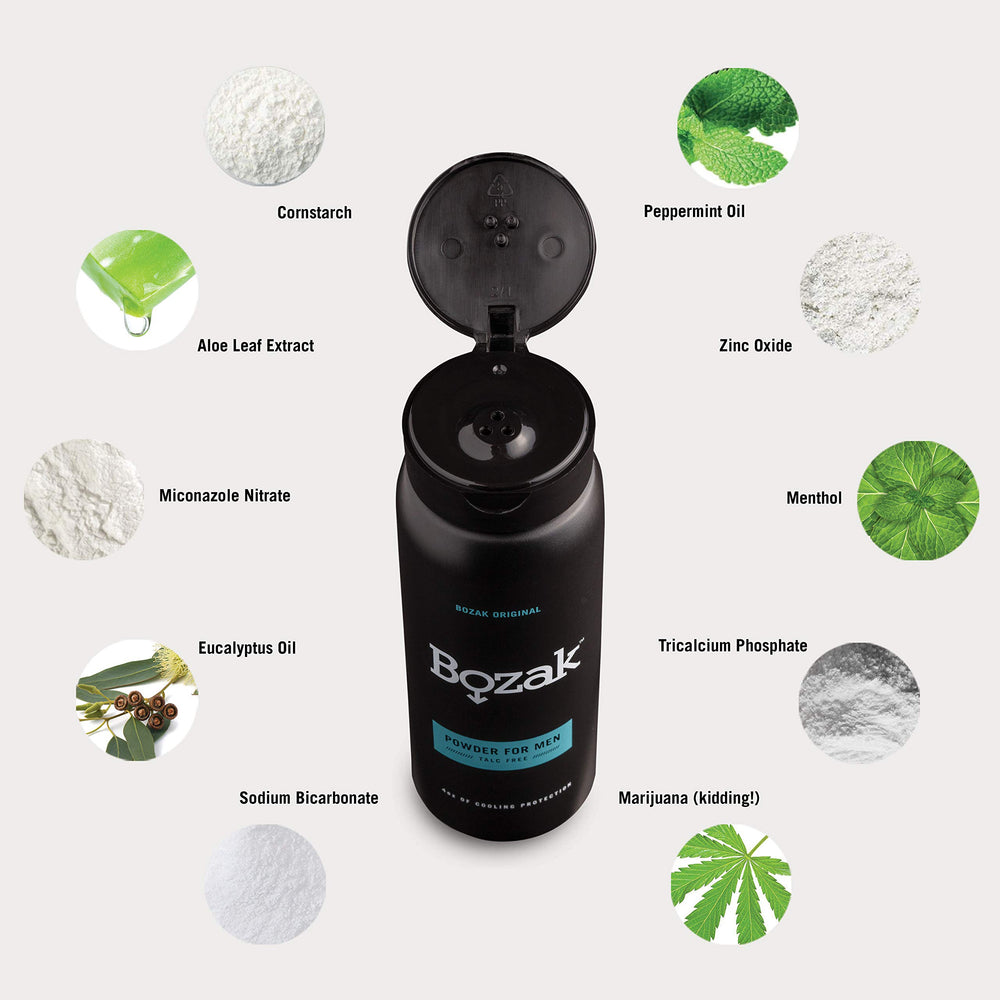 Bozak packaging close-up highlighting menthol for instant freshness.