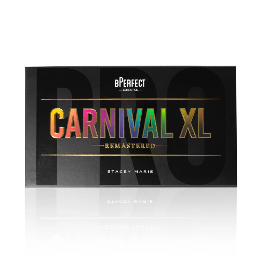 BPerfect Carnival XL Pro Remastered shade swatches show bold and neutral tones for easy day-night transitions.