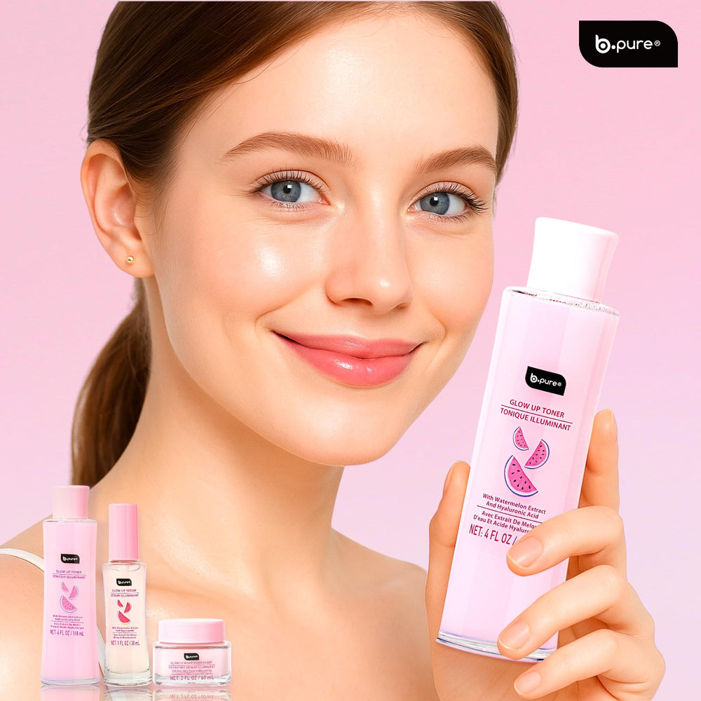 bpure Glow Up Serum second bottle highlights even tone and glow.