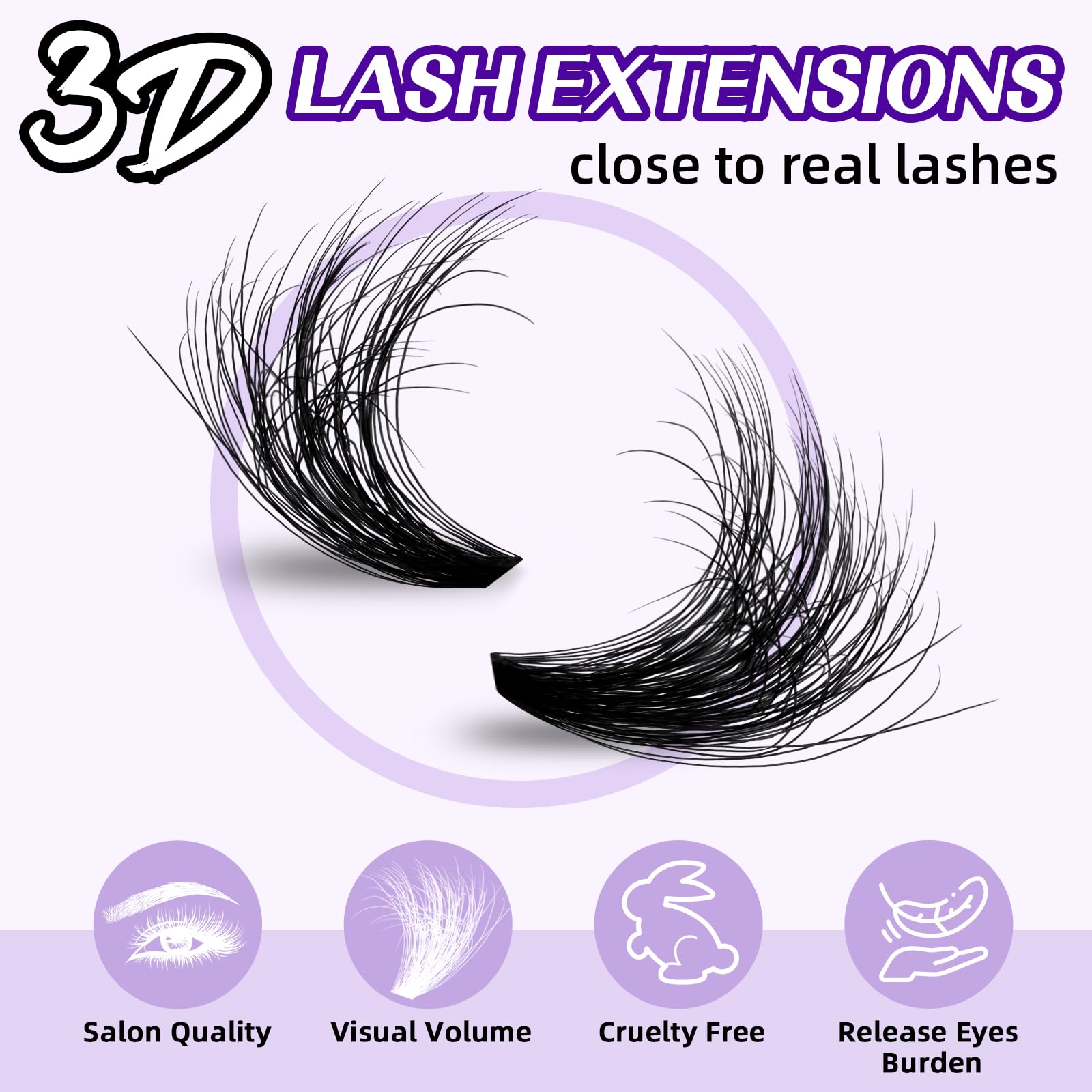 B&Qaugen 3D fluffy lash clusters close-up for natural, layered lashes