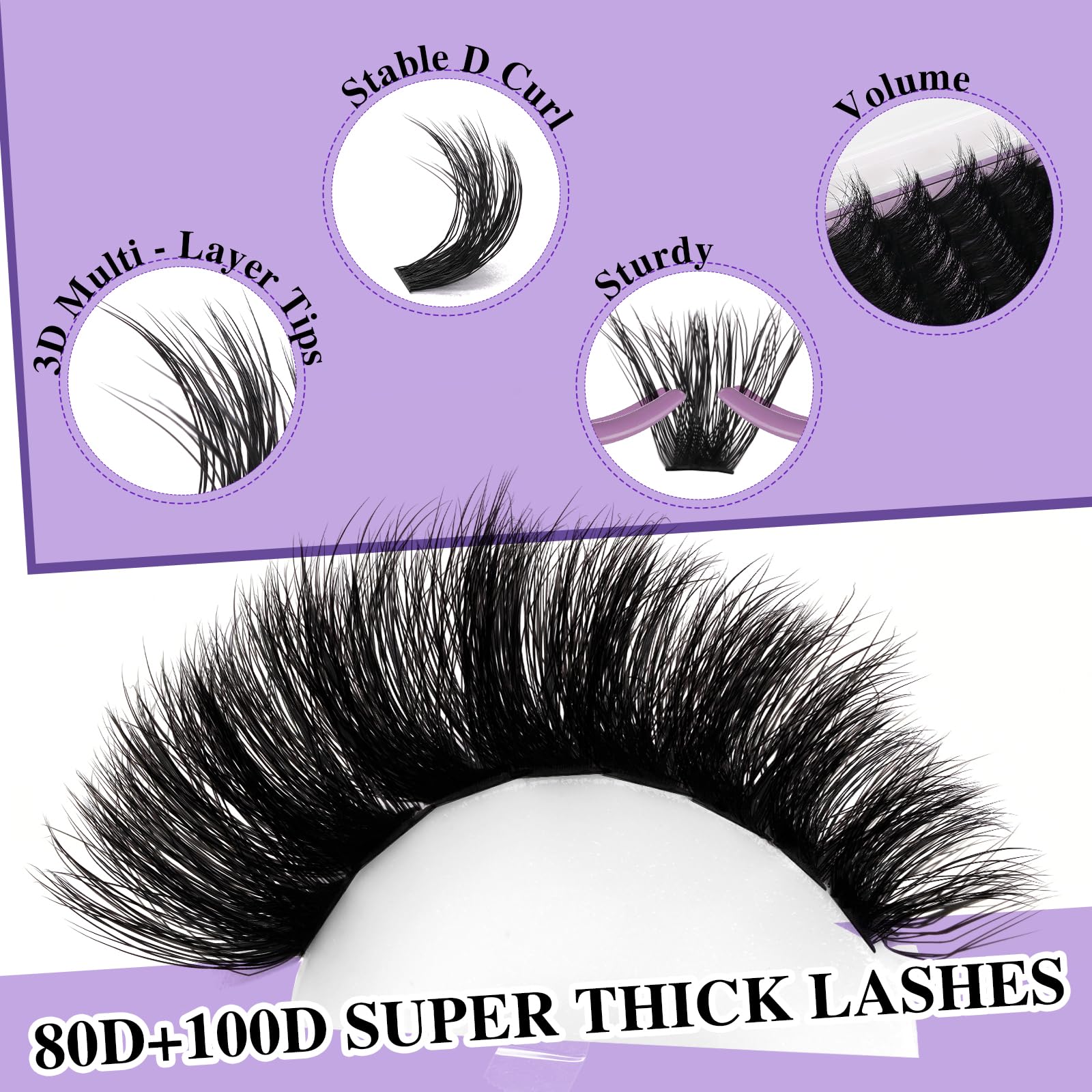 B&Qaugen 3D lash clusters 80D+100D deliver mega-volume look for special occasions.