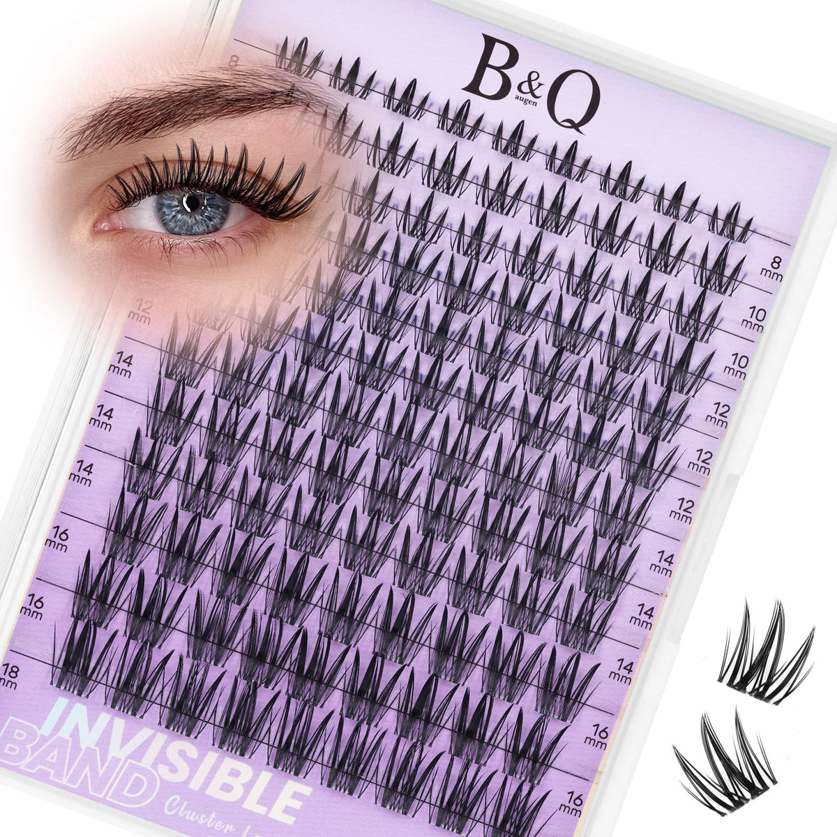 B&Qaugen Bella Lash Clusters invisible band for natural, comfortable wear.