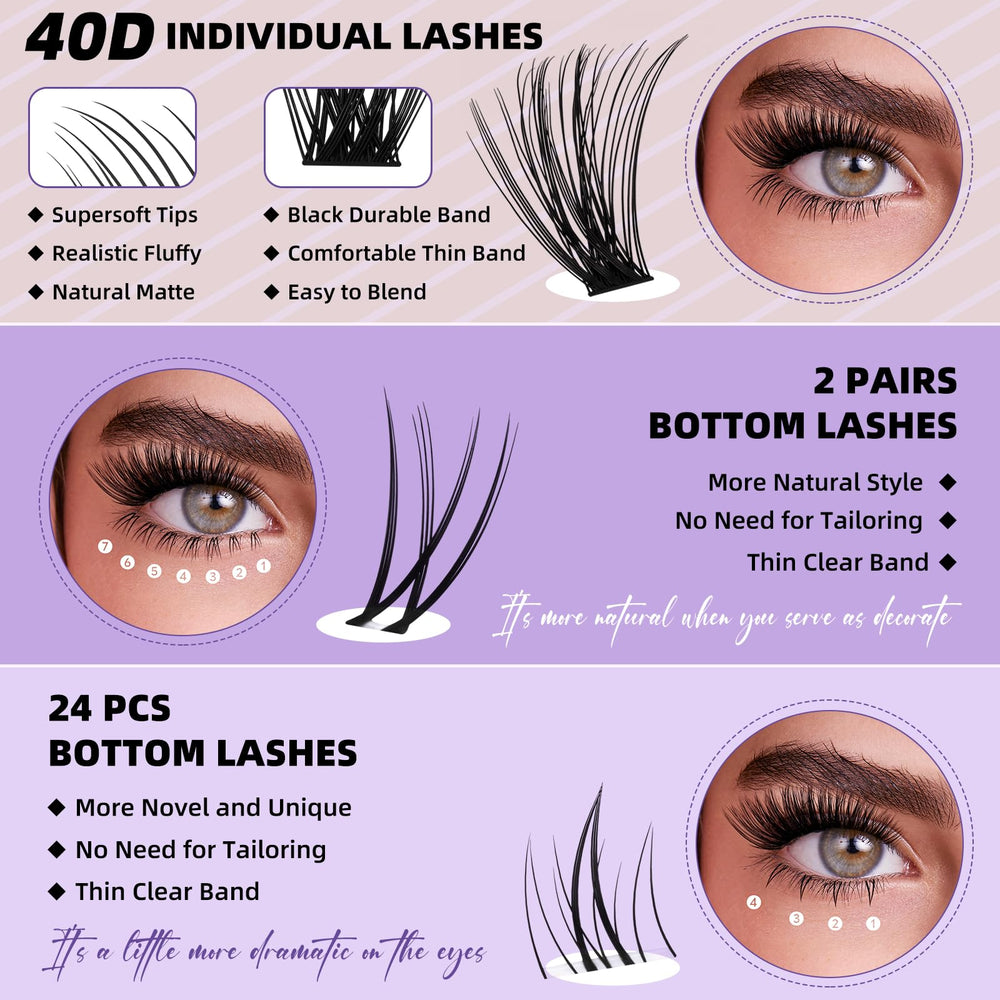 BQaugen bottom lashes 24pcs for bold eye accent