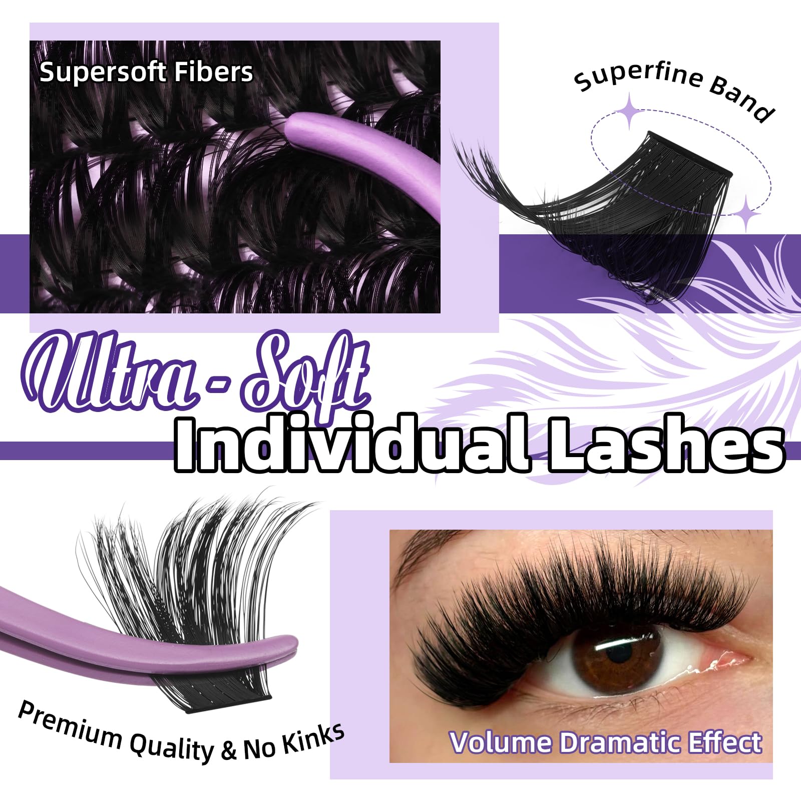 B&Qaugen fluffy lash clusters kit – stacked packs for quick selection and layering.