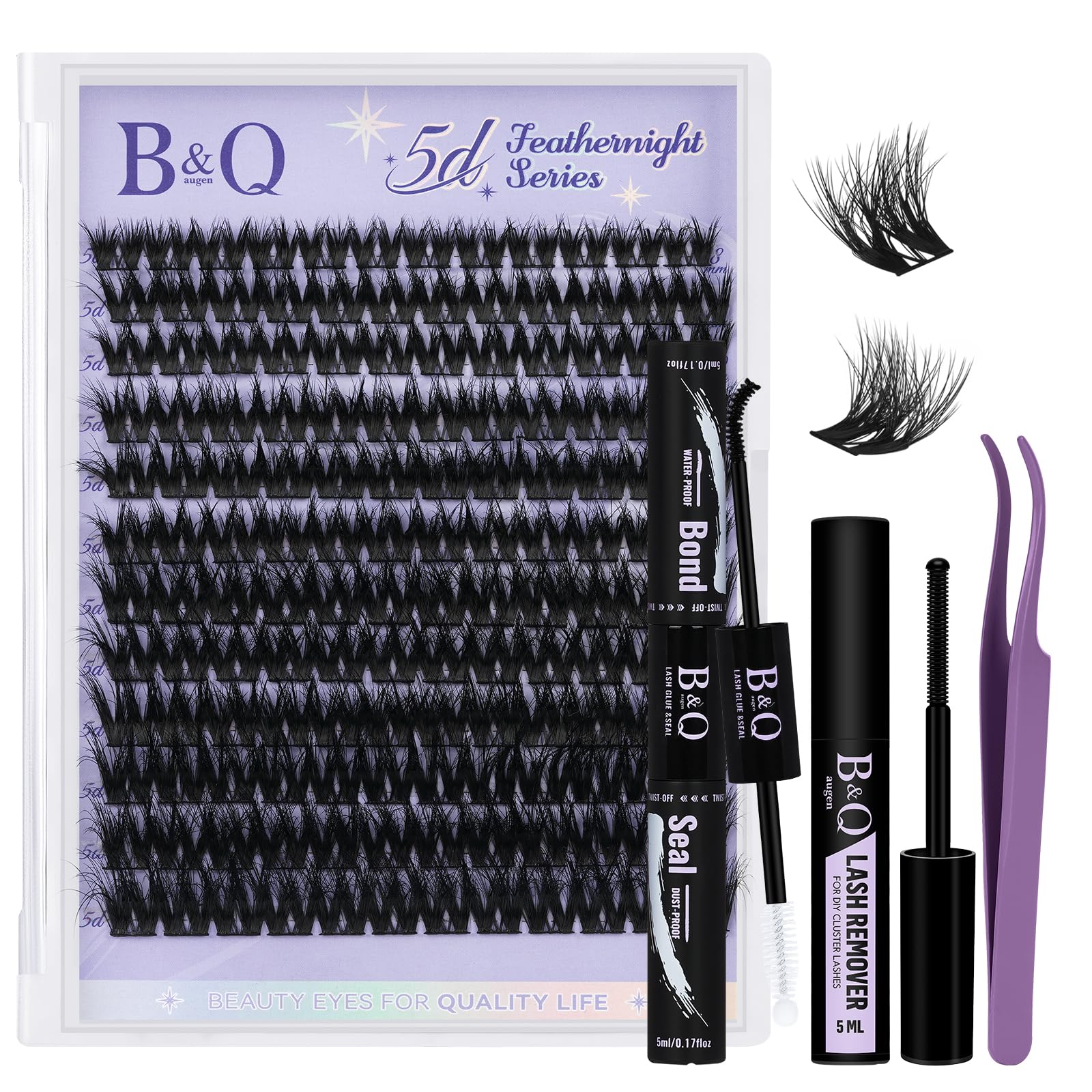 B&Qaugen Lash Clusters Kit Feath5D fluffiness adds dramatic volume.