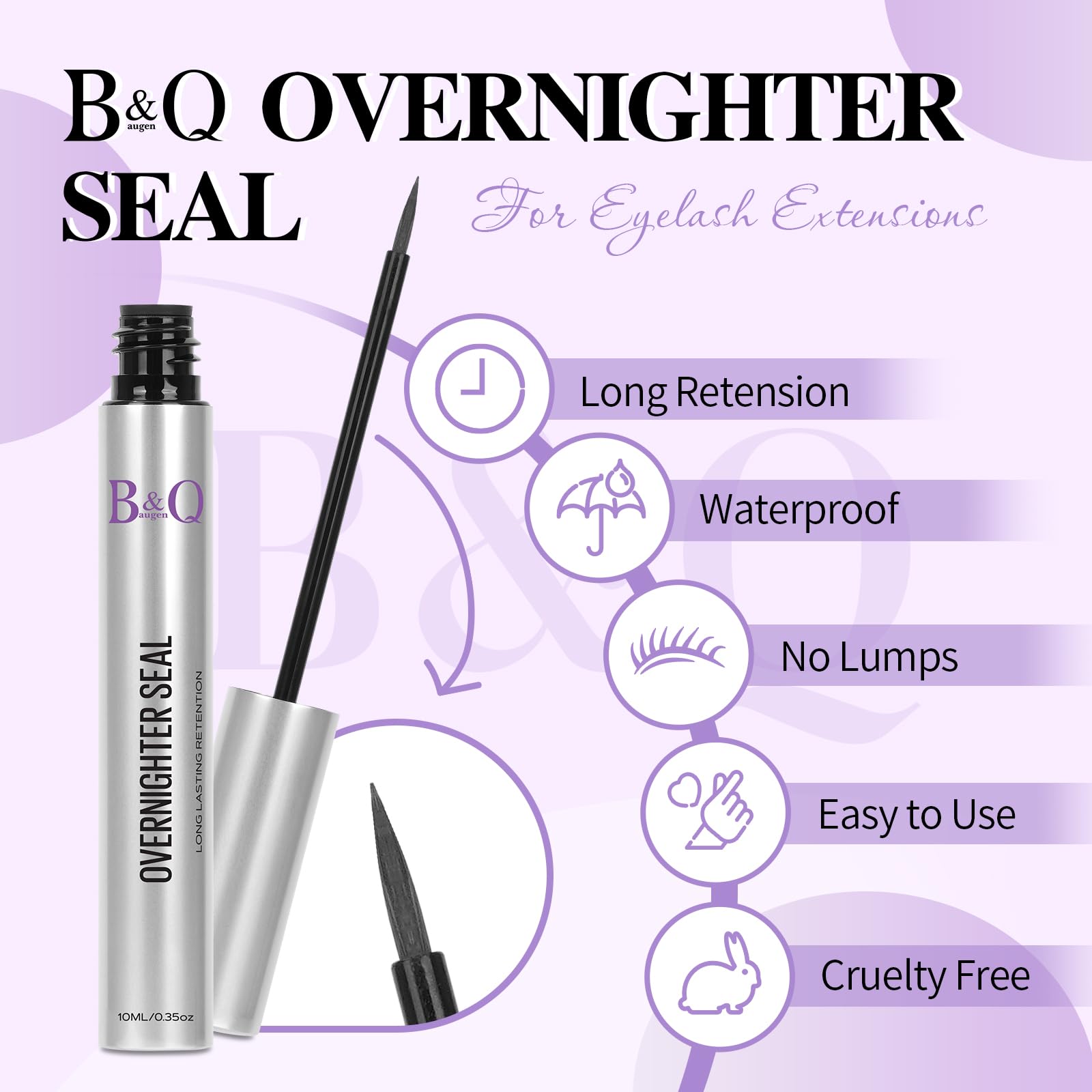 B&Qaugen Lash Sealer brush head for precise, easy application.