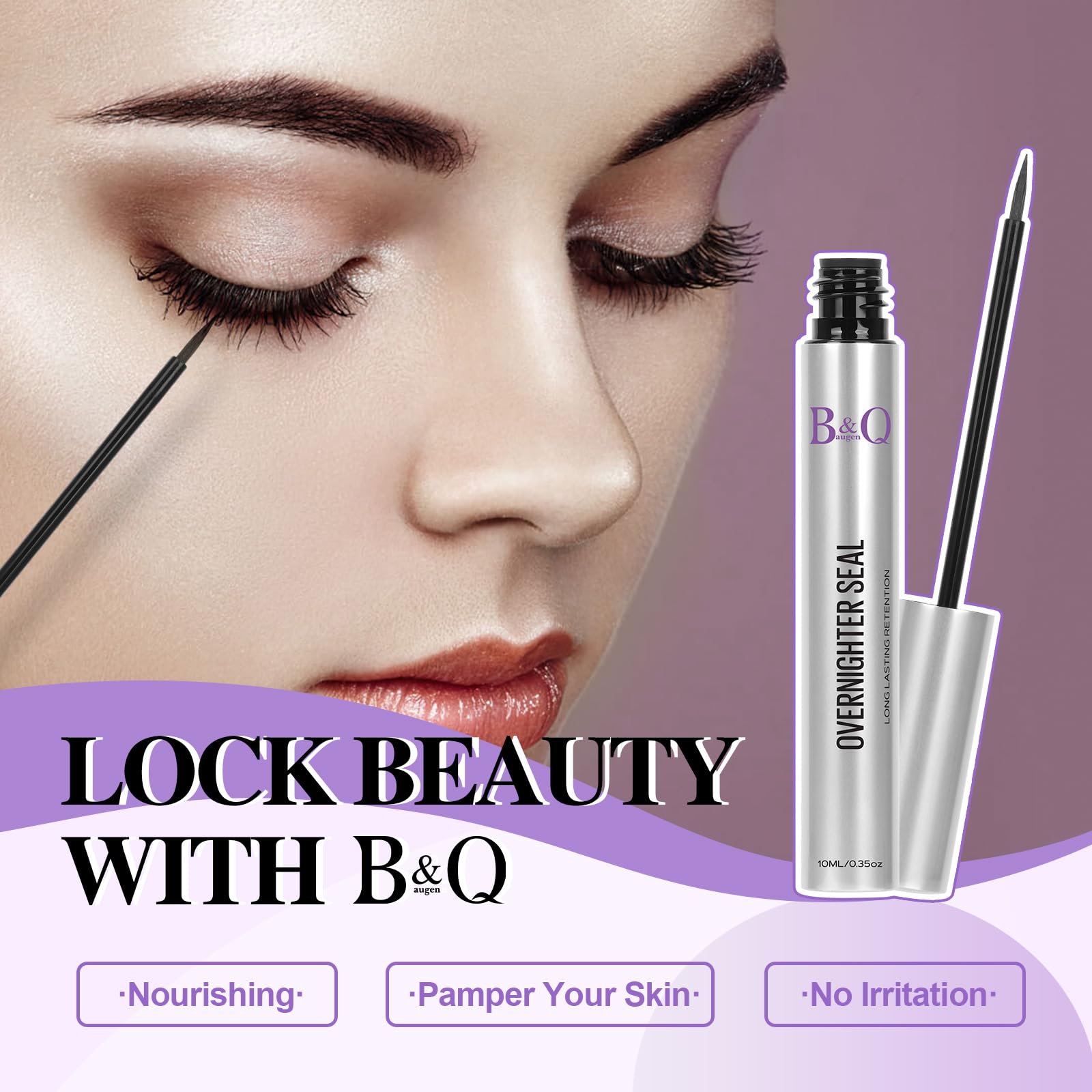 B&Qaugen Lash Sealer waterproof test indicating extended wear.