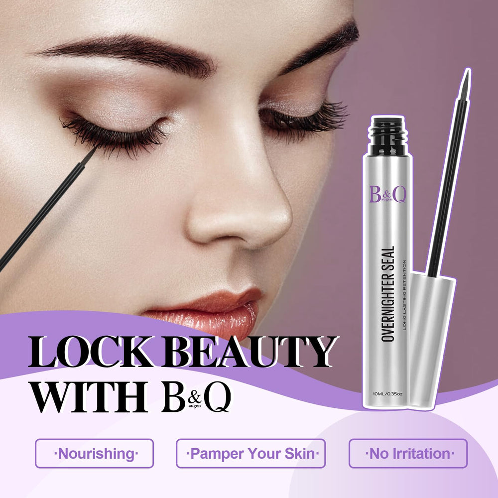 B&Qaugen Lash Sealer waterproof test indicating extended wear.