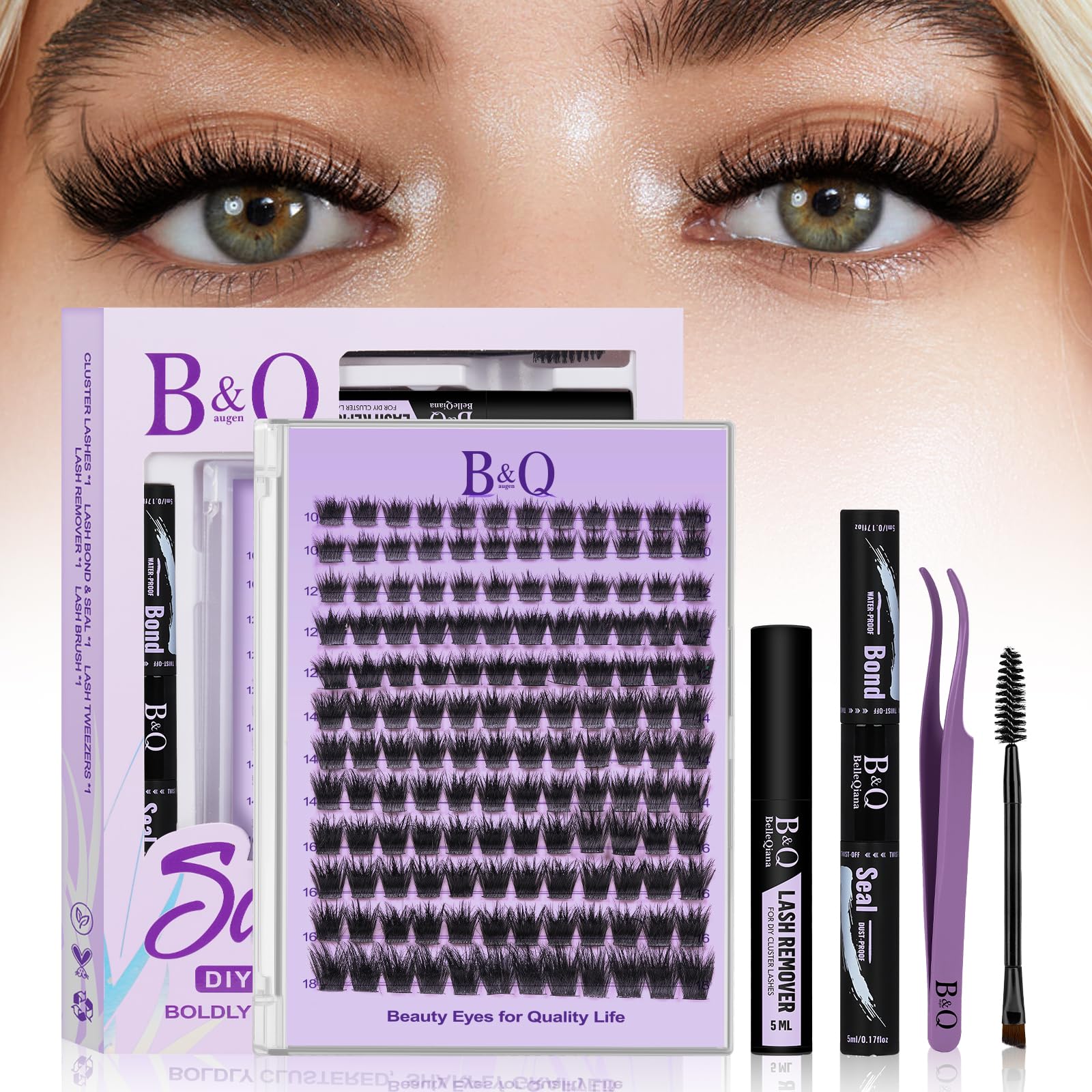 B&Qaugen Manga Lash Clusters 03 10-18mm mixed fluffy for voluminous lashes at home