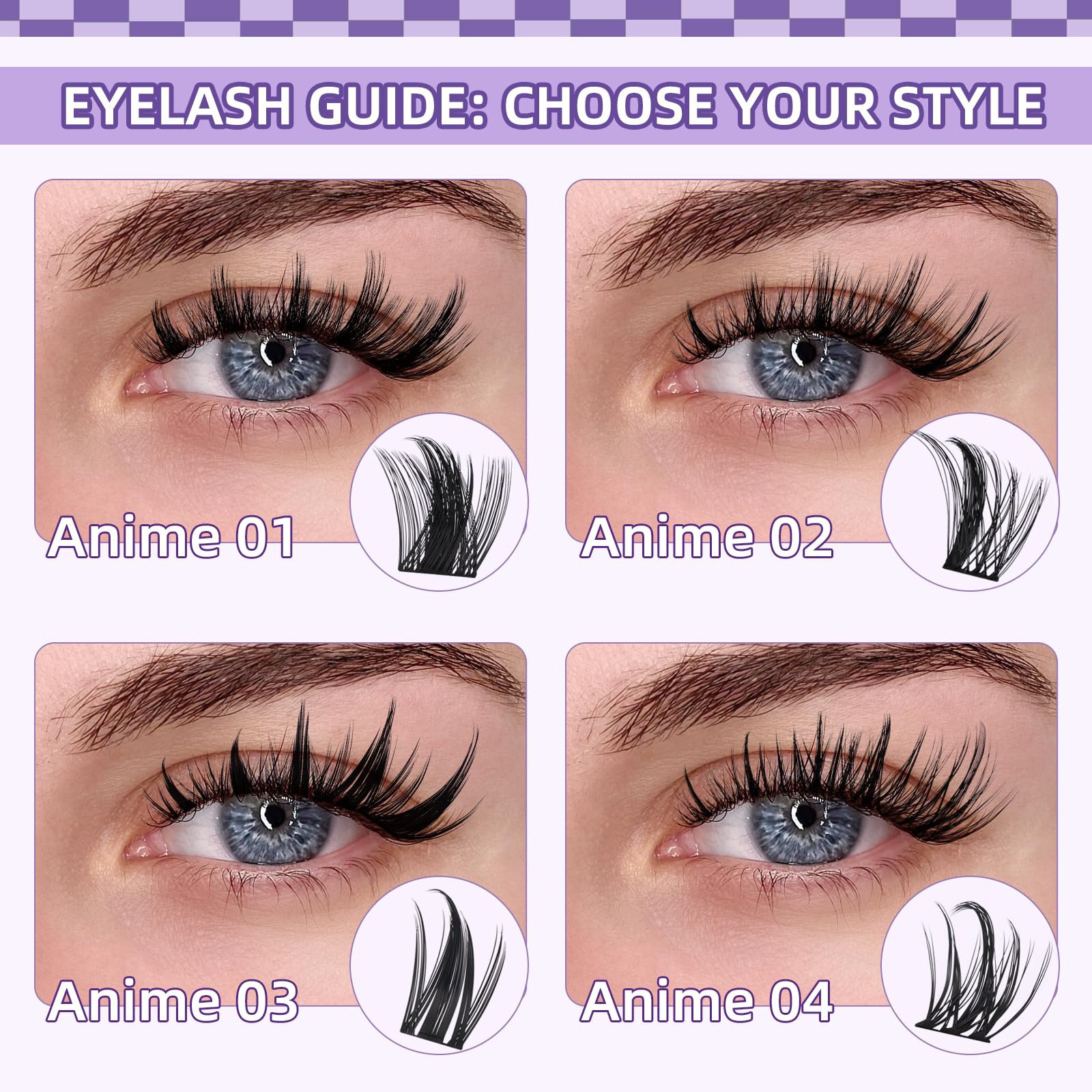 B&Qaugen Manga Lash Clusters Kit portable guide included for quick results.