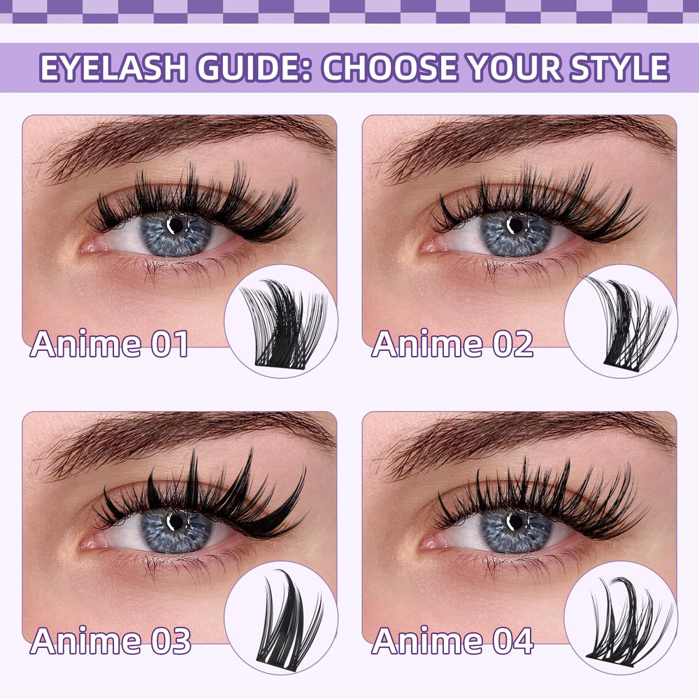 B&Qaugen Manga Lash Clusters Kit portable guide included for quick results.
