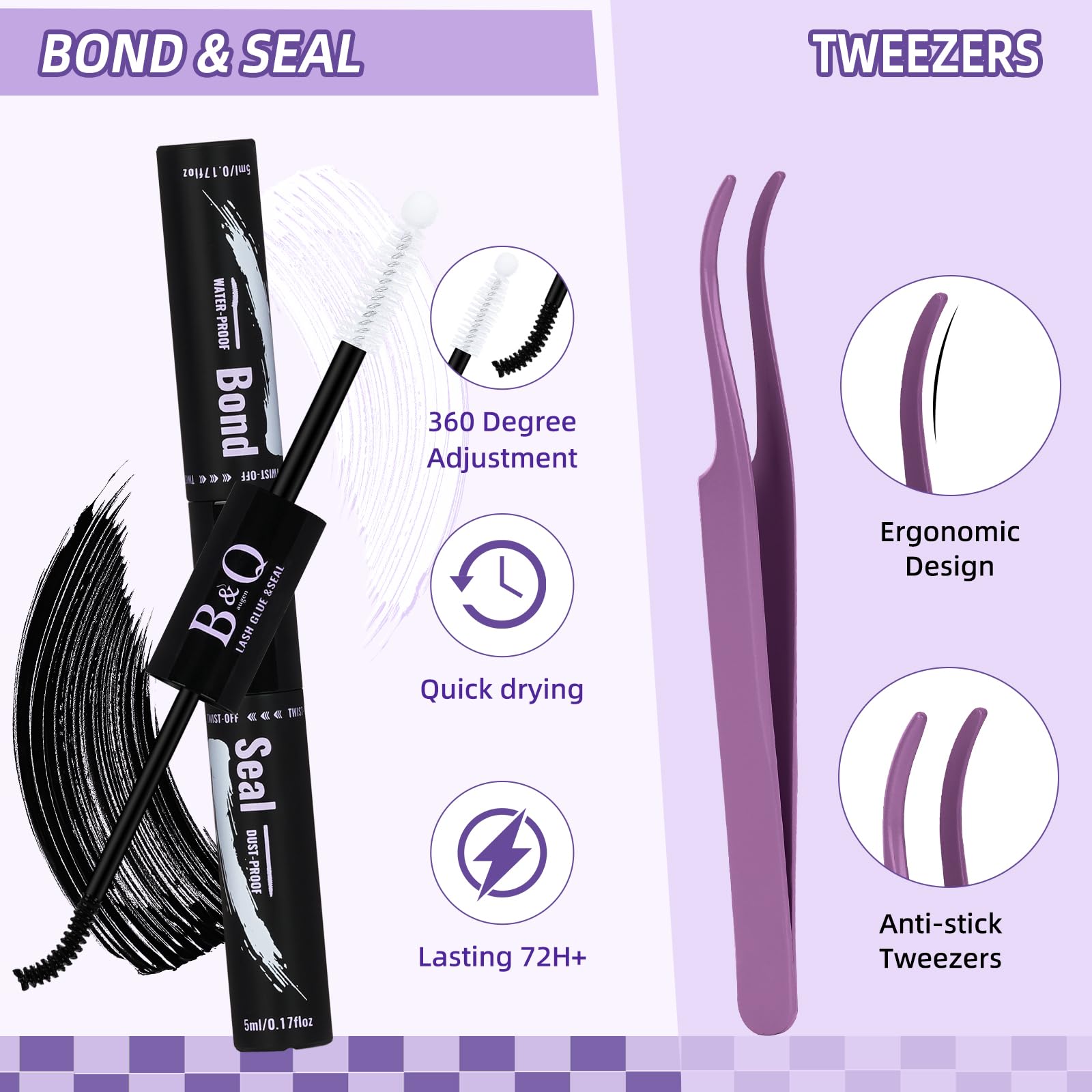 B&Qaugen Manga Lash Clusters Kit travel case keeping tools organized on the go.