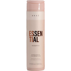 Braé Essential Shampoo bottle front showing deep restoration and hydration potential.