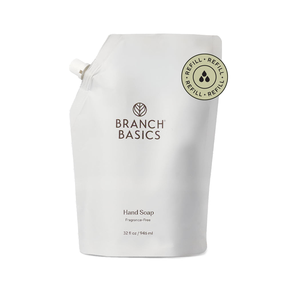 Branch Basics gel hand soap refill pouch for sustainable, fragrance-free cleansing.