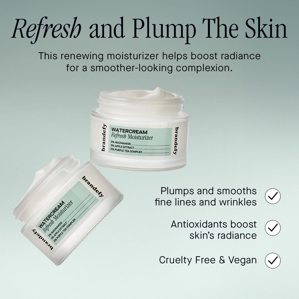 Brandefy Water Cream Refresh with niacinamide glow for refined texture.