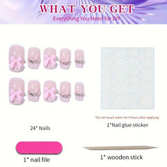 BrandX bow design nails include jelly glue stickers for easy adhesion.