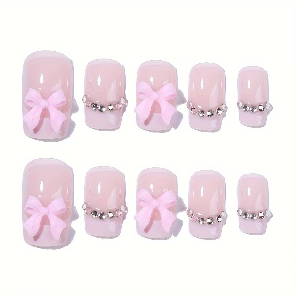 BrandX medium-length square nails with pink French tip for versatile daily wear.