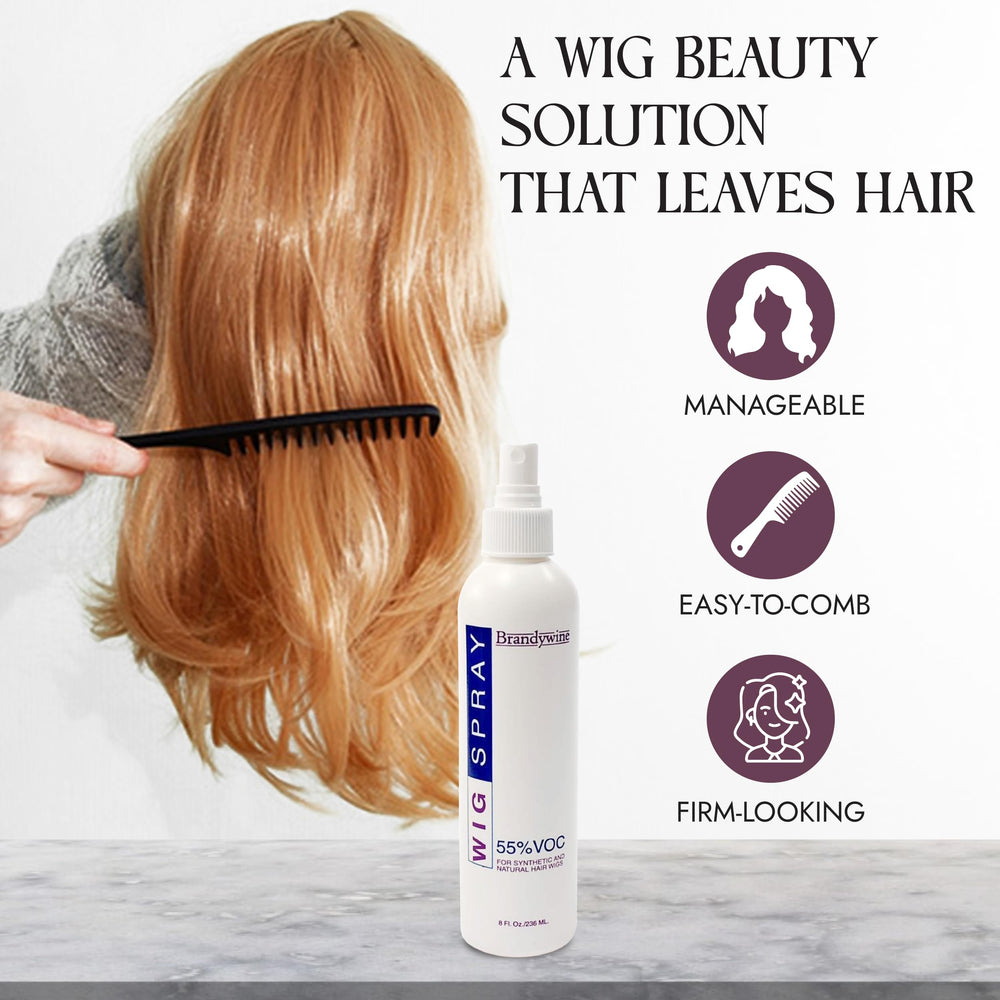 Brandywine wig spray daily-use action for easy touch-ups