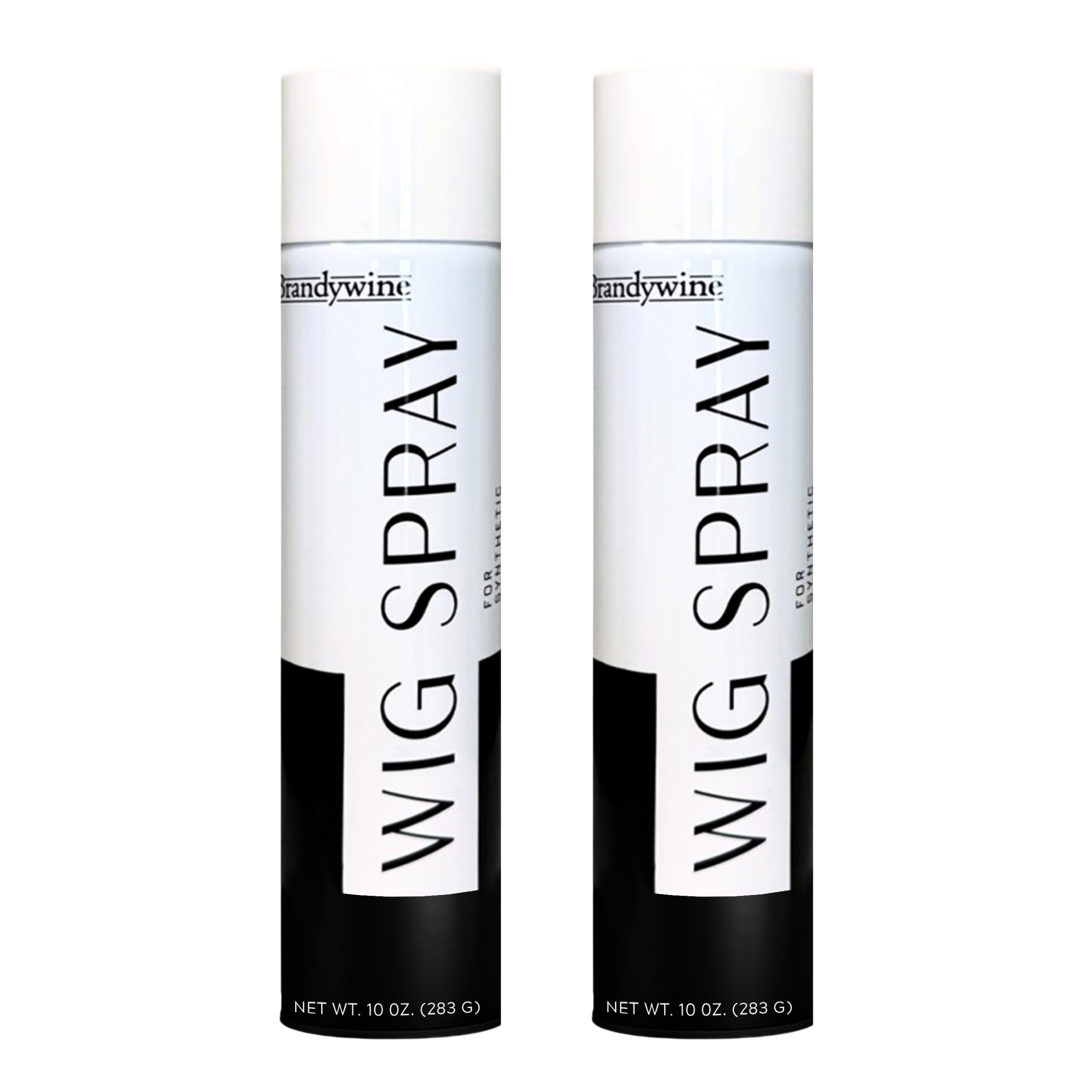 Brandywine wig spray aerosol can demonstrates lightweight quick-dry hold for synthetic and natural wigs.