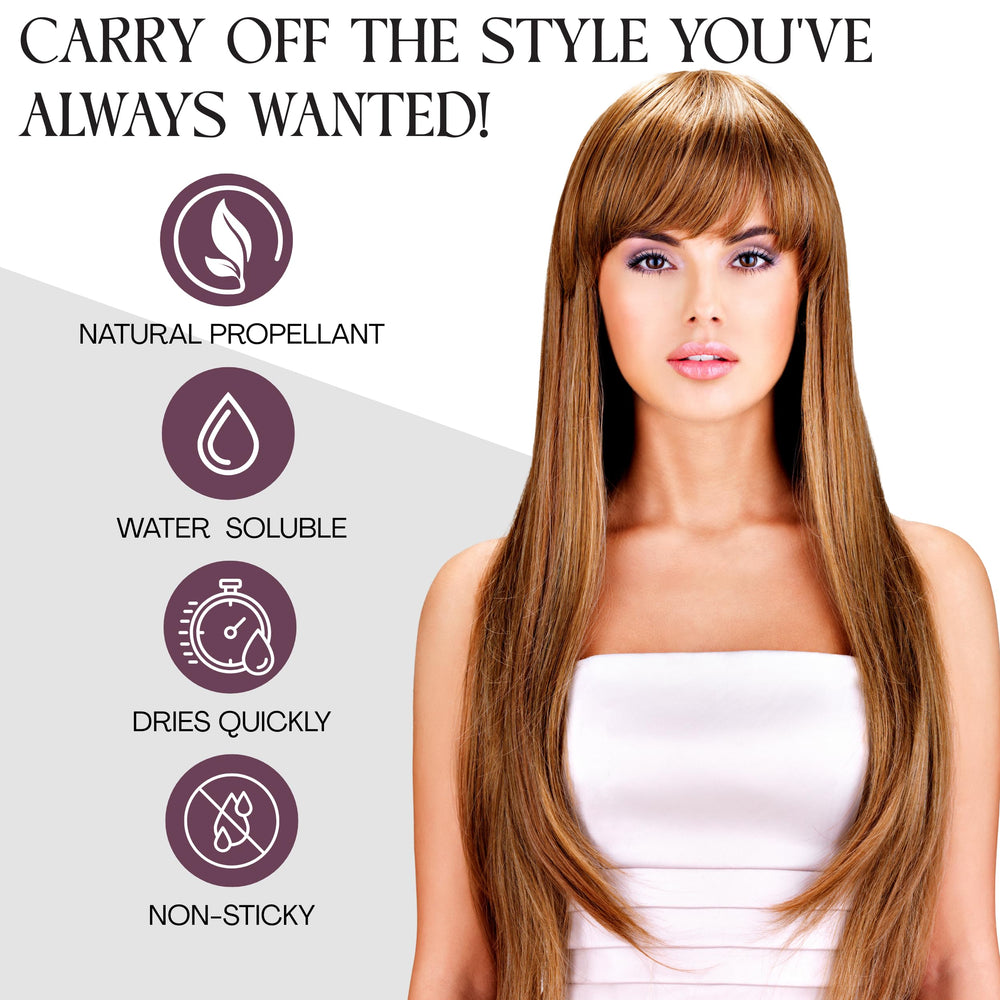 Brandywine wig spray on synthetic hair shows lightweight finish for daily wear.