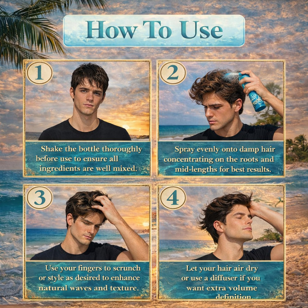 BRAVA Sea Salt Spray with Aloe Vera nourishes scalp and hair.