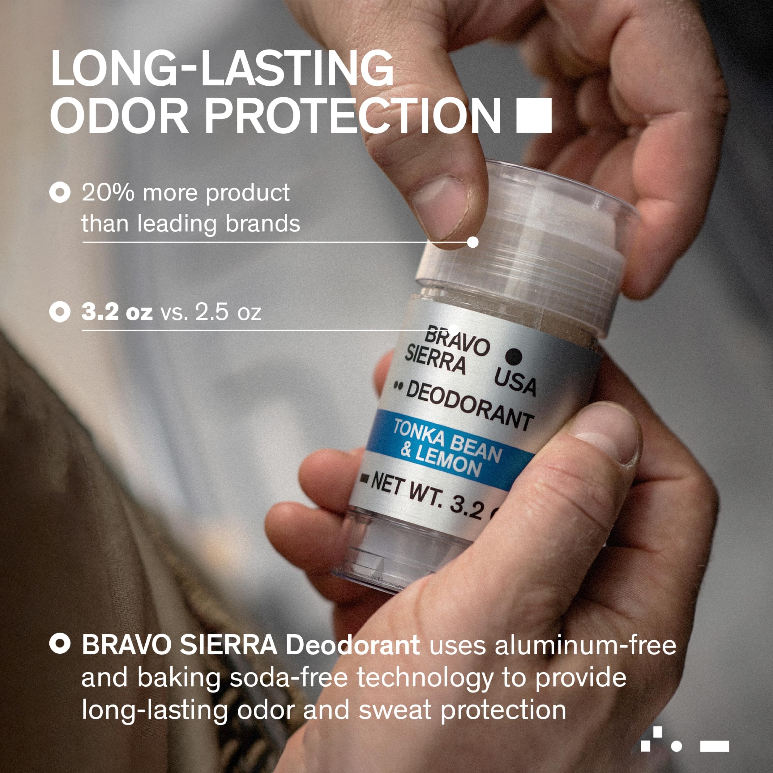 Bravo Sierra deodorant glide shows a clear formula that won’t stain clothes.
