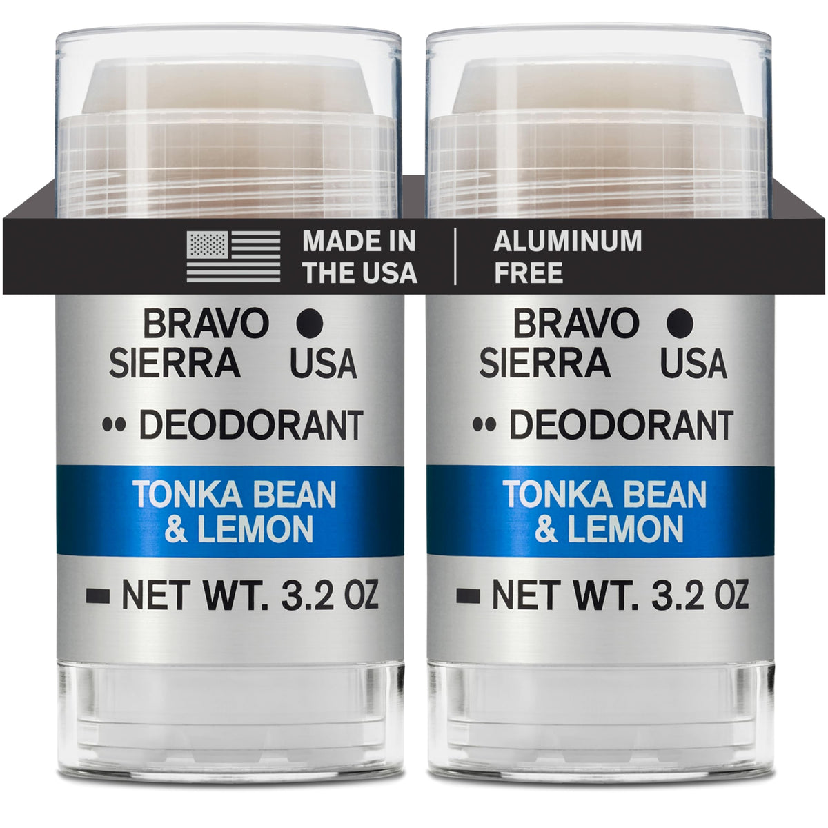 Bravo Sierra deodorant 2-pack pack shot shows long-lasting odor protection.