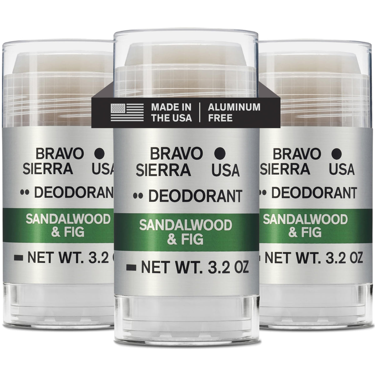 Bravo Sierra 3-pack deodorant with sandalwood and fig scent for all-day freshness