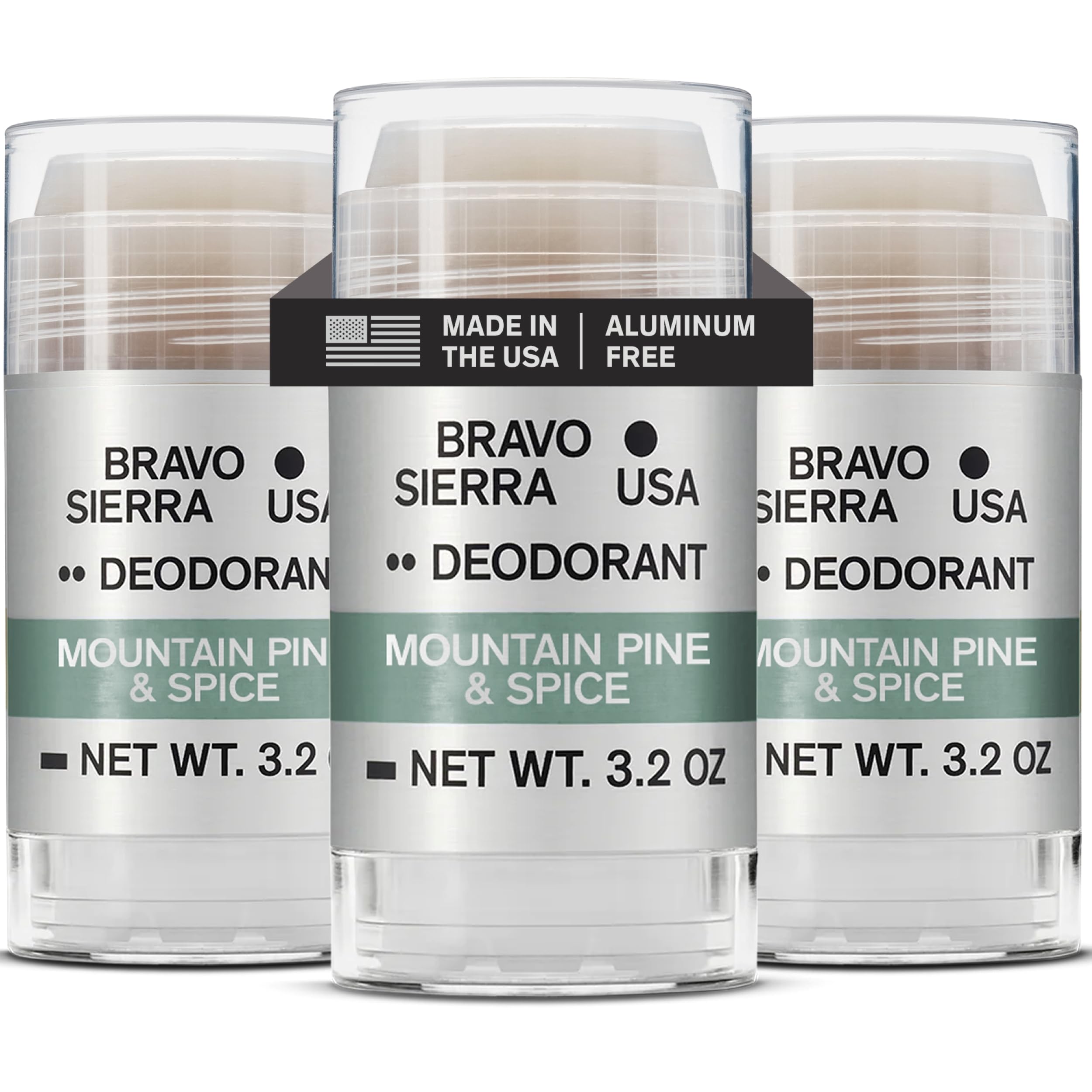Bravo Sierra deodorant stick application shows long-lasting odor protection.