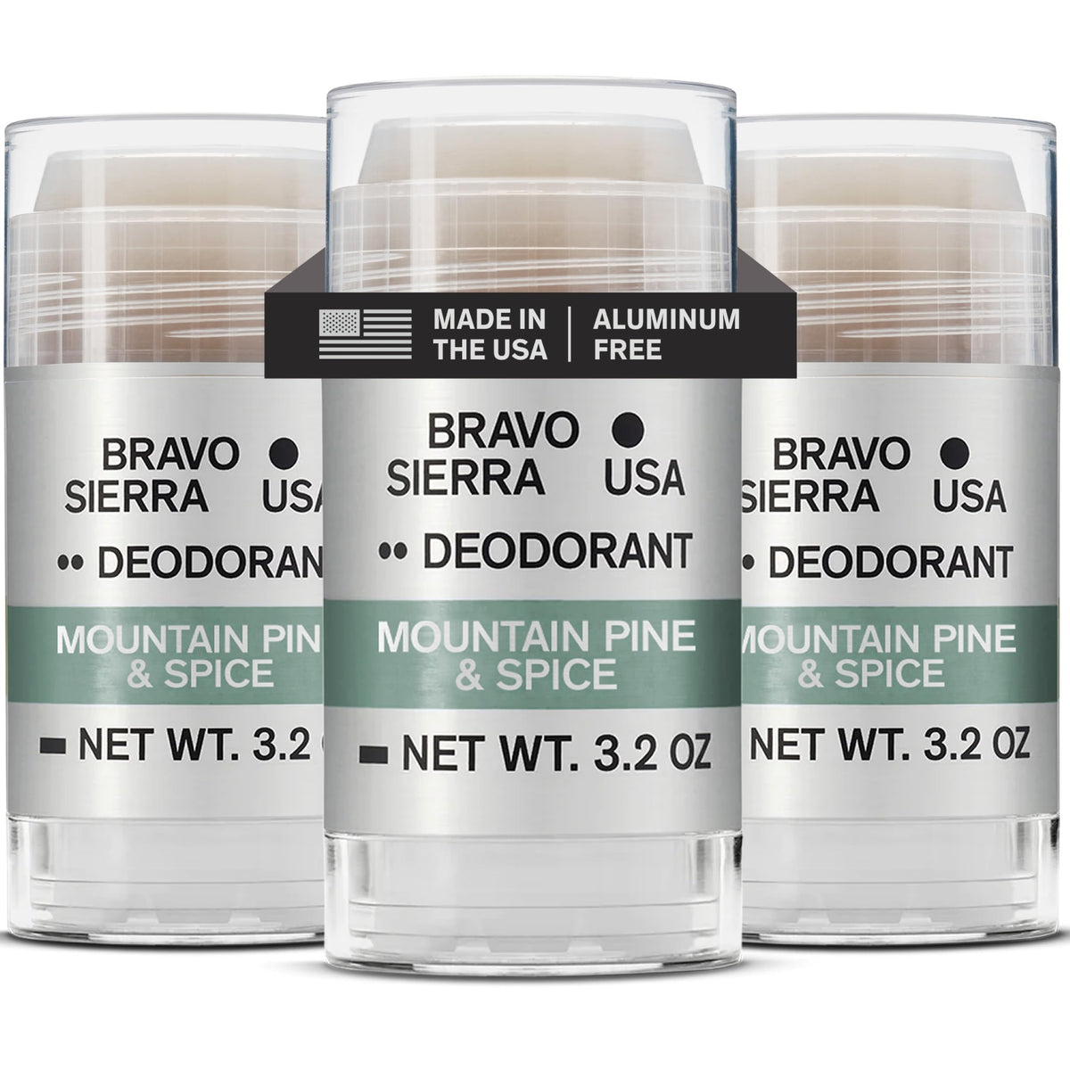 Bravo Sierra deodorant stick application shows long-lasting odor protection.