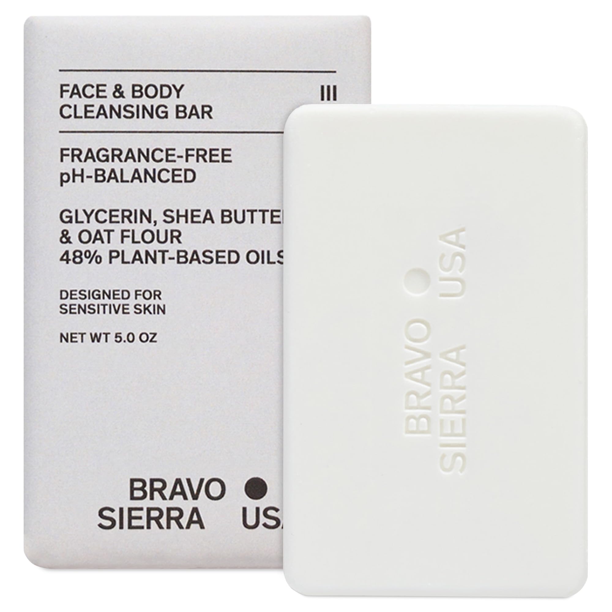 Bravo Sierra face and body bar soap lather for gentle daily cleansing.