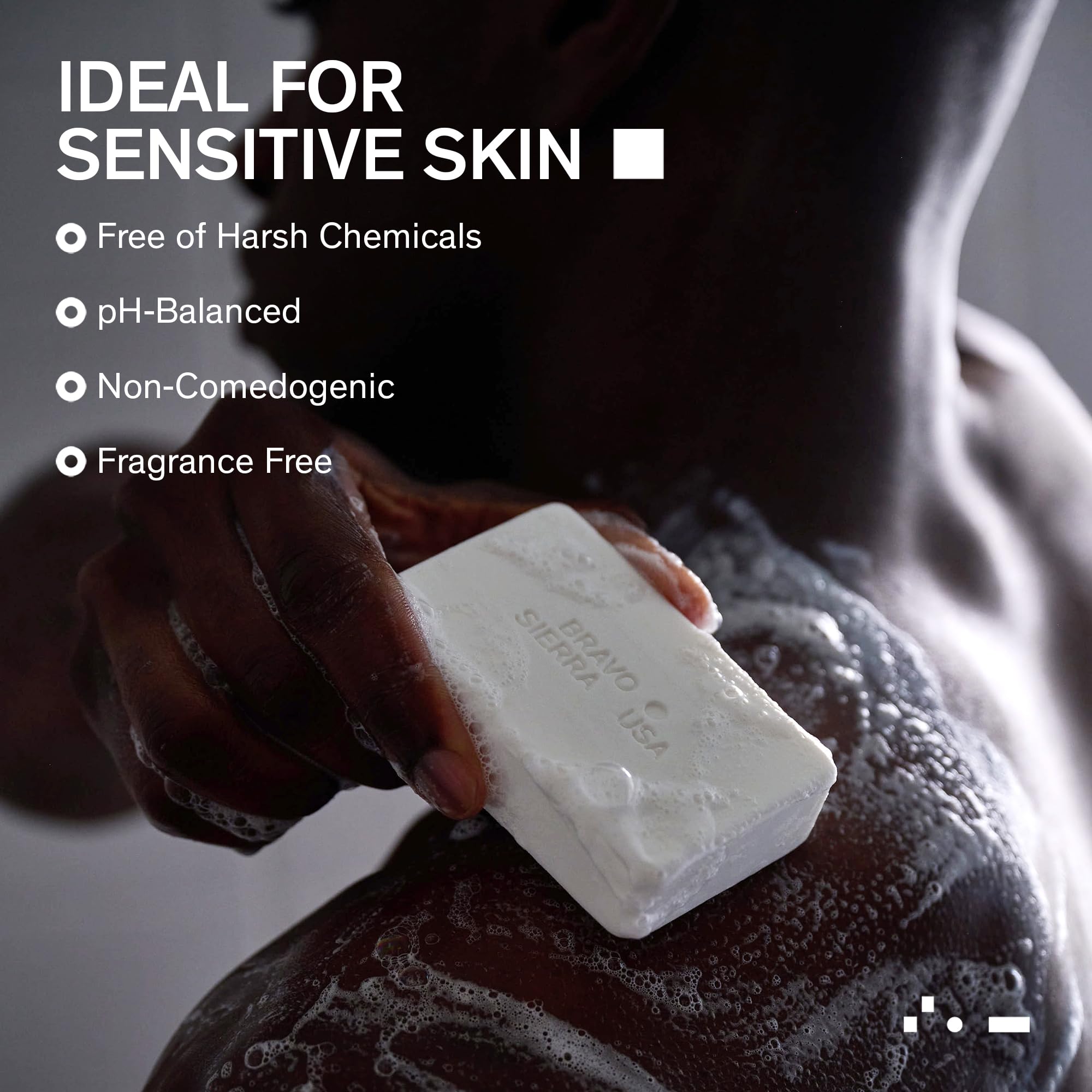 Bravo Sierra pH-balanced soap with creamy lather and moisturization.