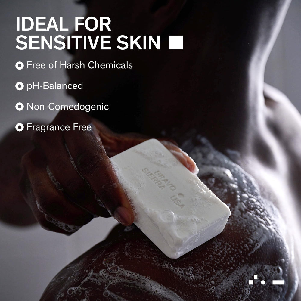 Bravo Sierra pH-balanced soap with creamy lather and moisturization.