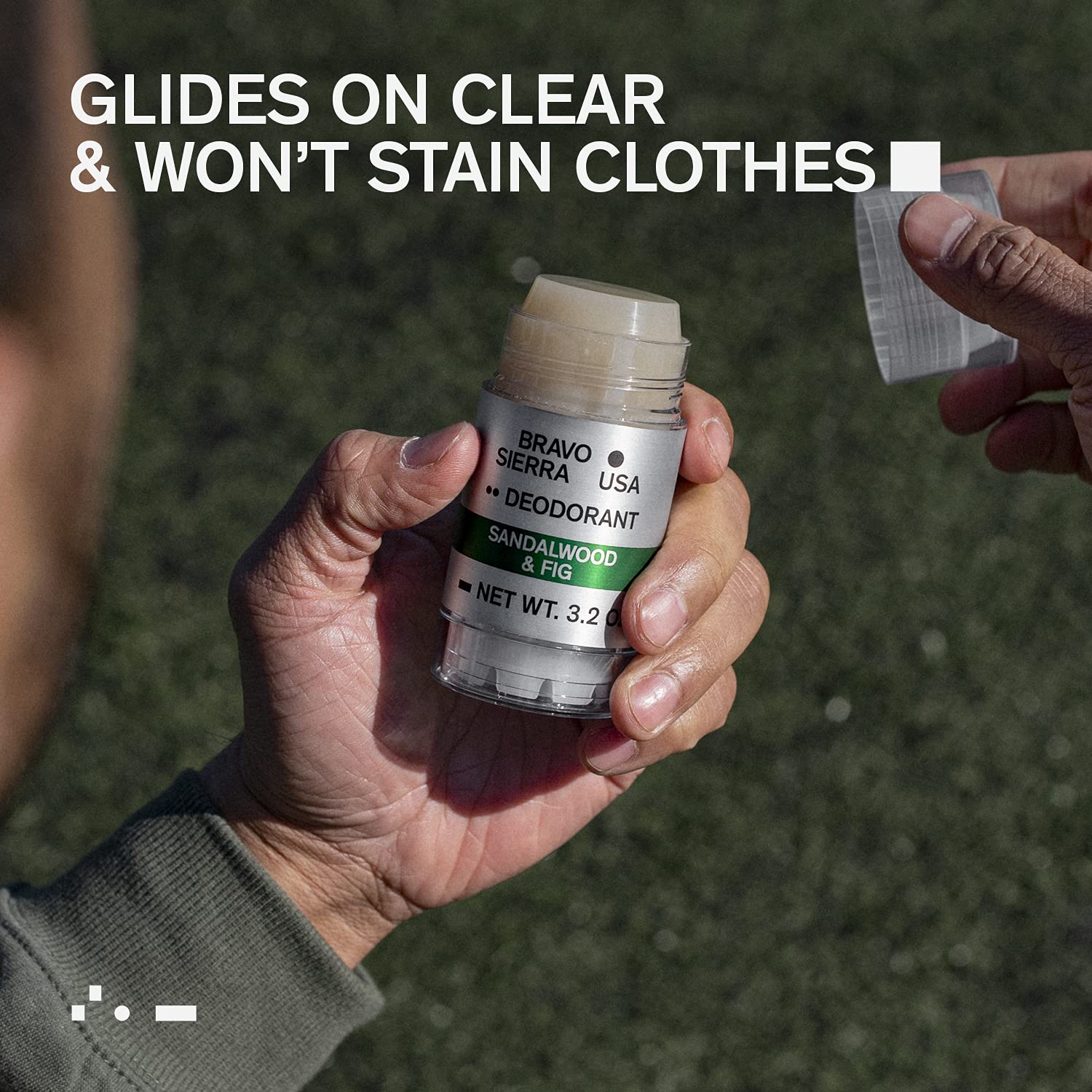 Bravo Sierra underarm application shows easy, targeted use