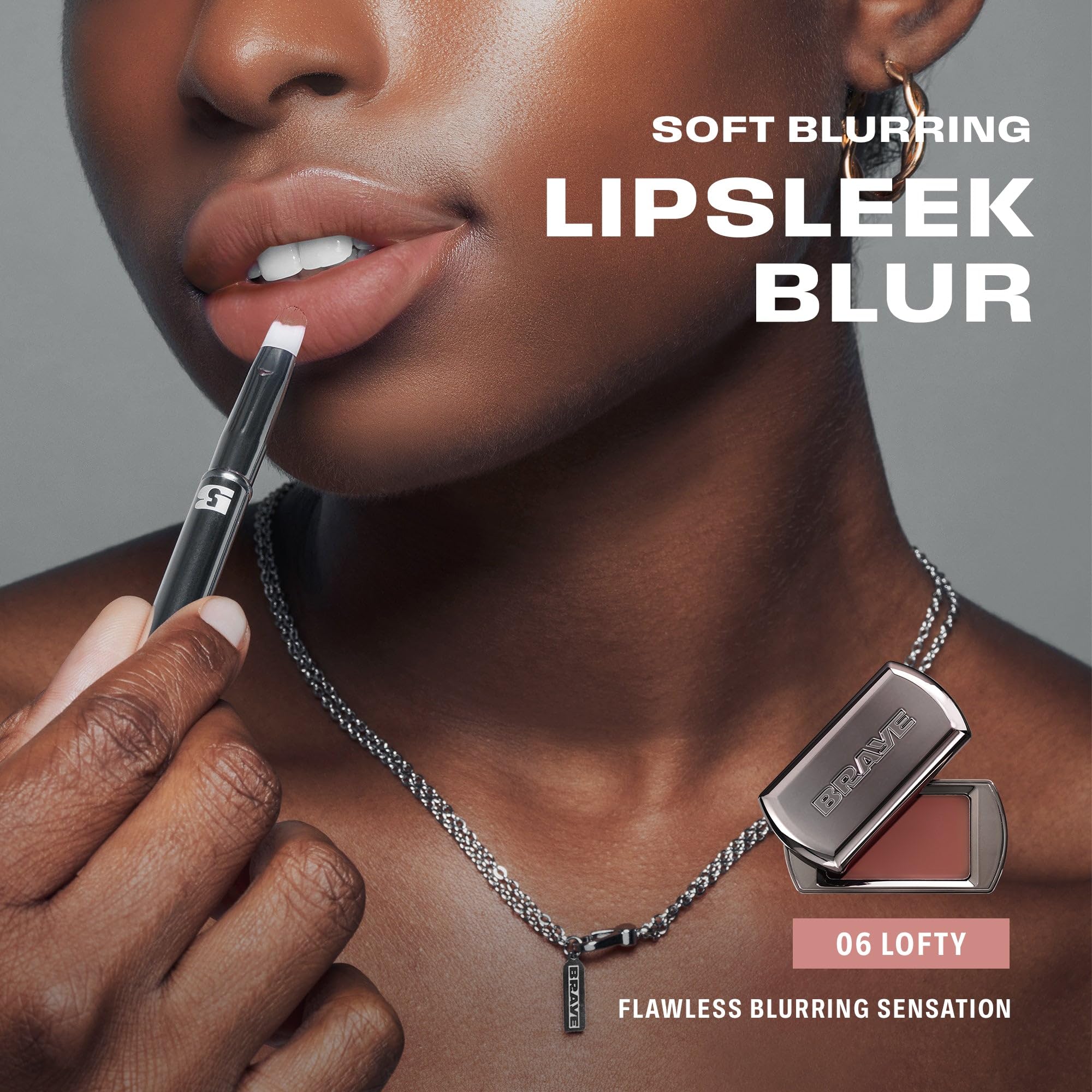 BRAYE Lipsleek Blur gradation lips demonstrating buildable shade on lips
