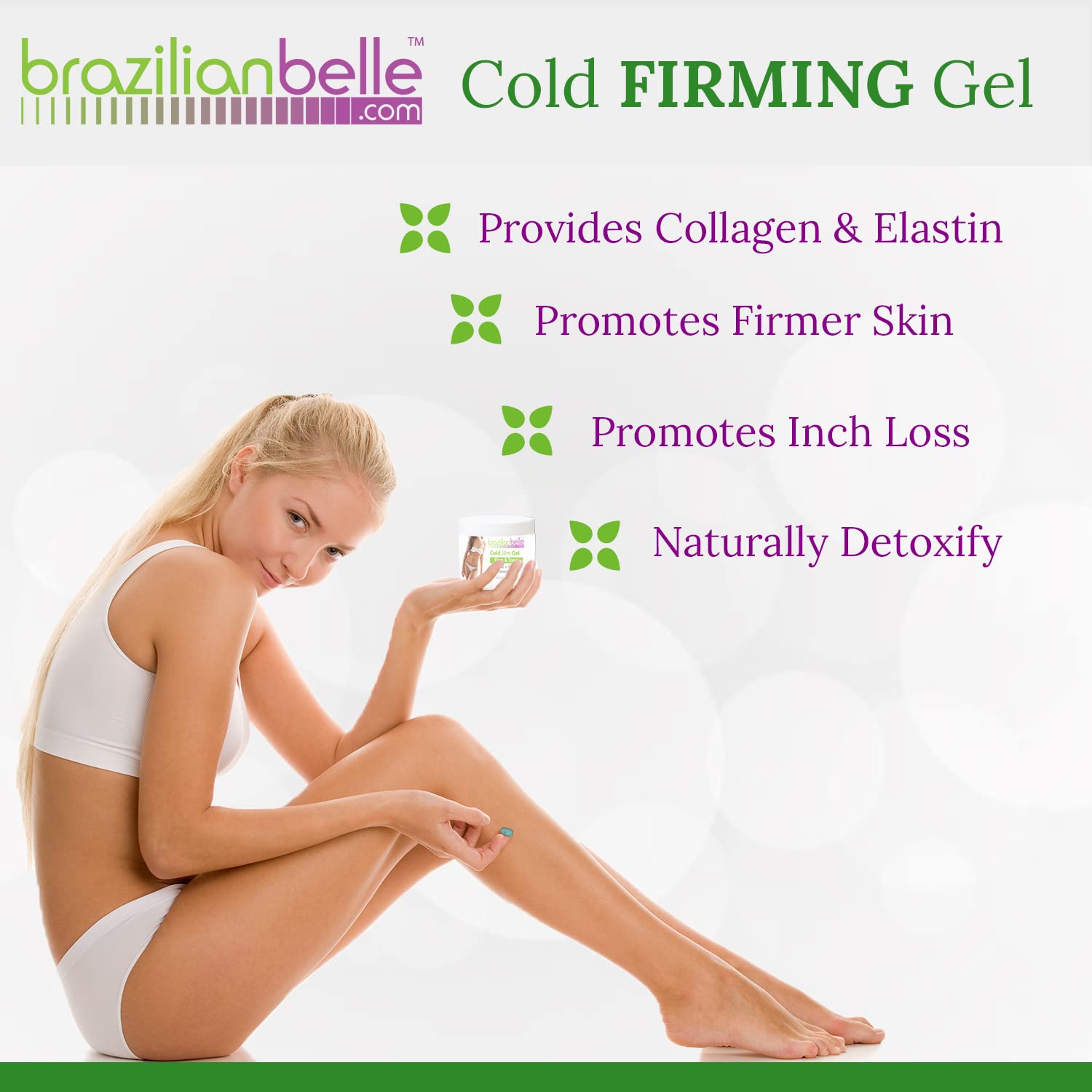 Applying Brazilian Belle Cold Firmings Gel for quick absorption.