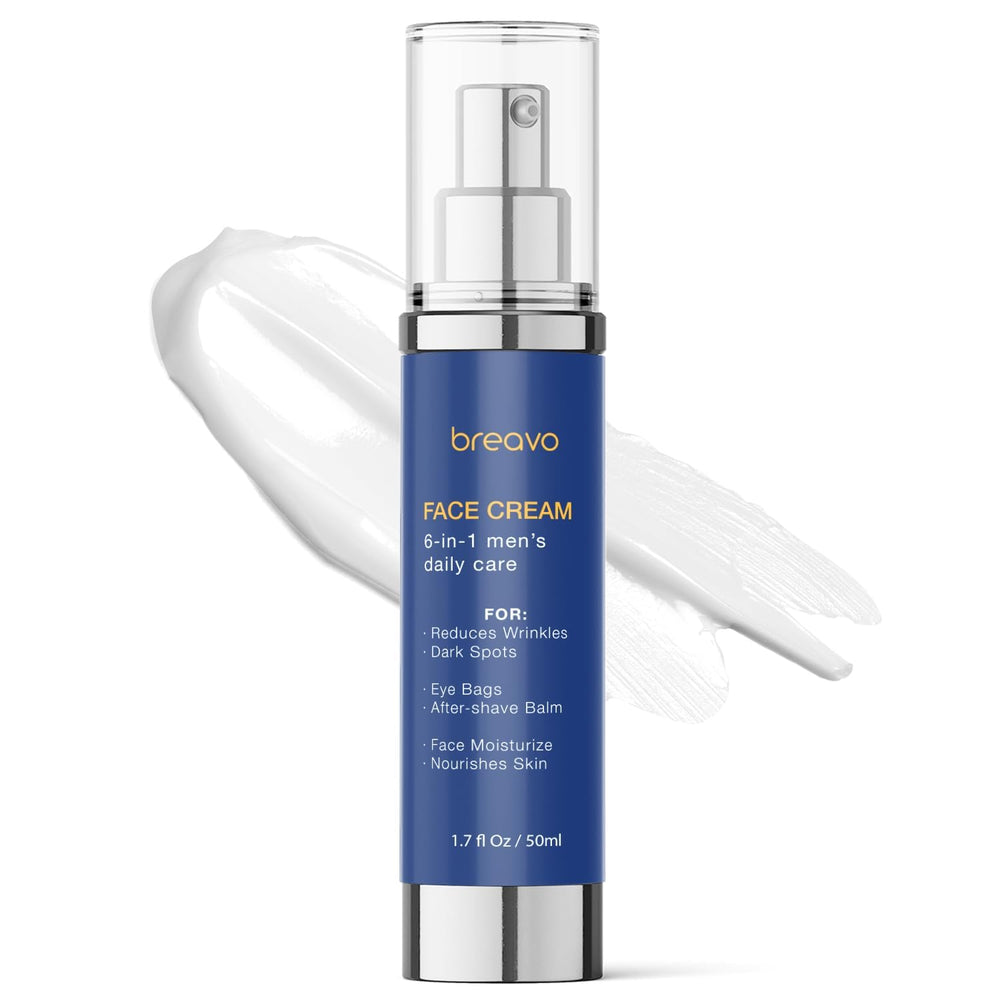Breavo 6 in 1 Face Cream bottle showing oil-free formula for matte skin