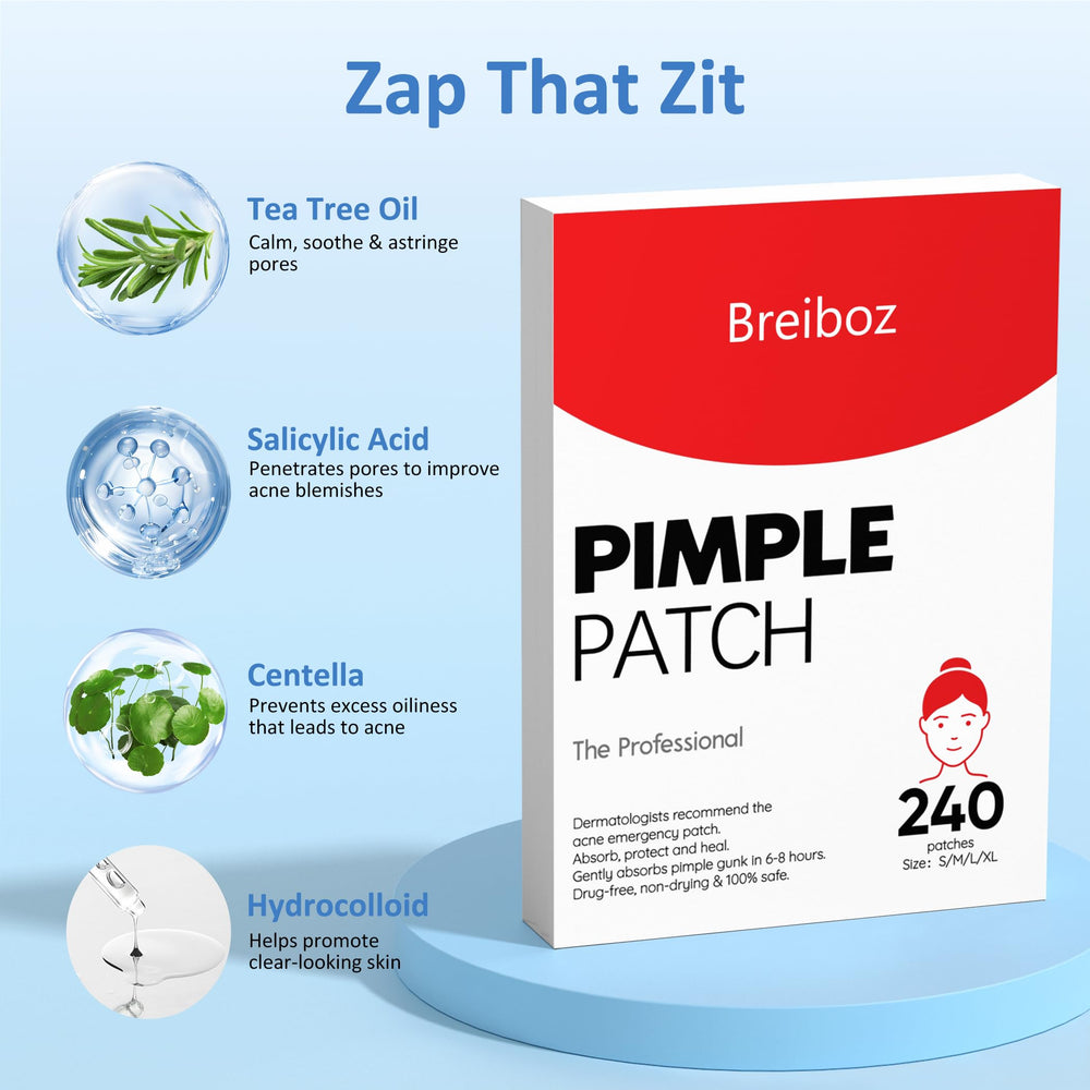 Breiboz patches in multiple sizes target small to large zits.