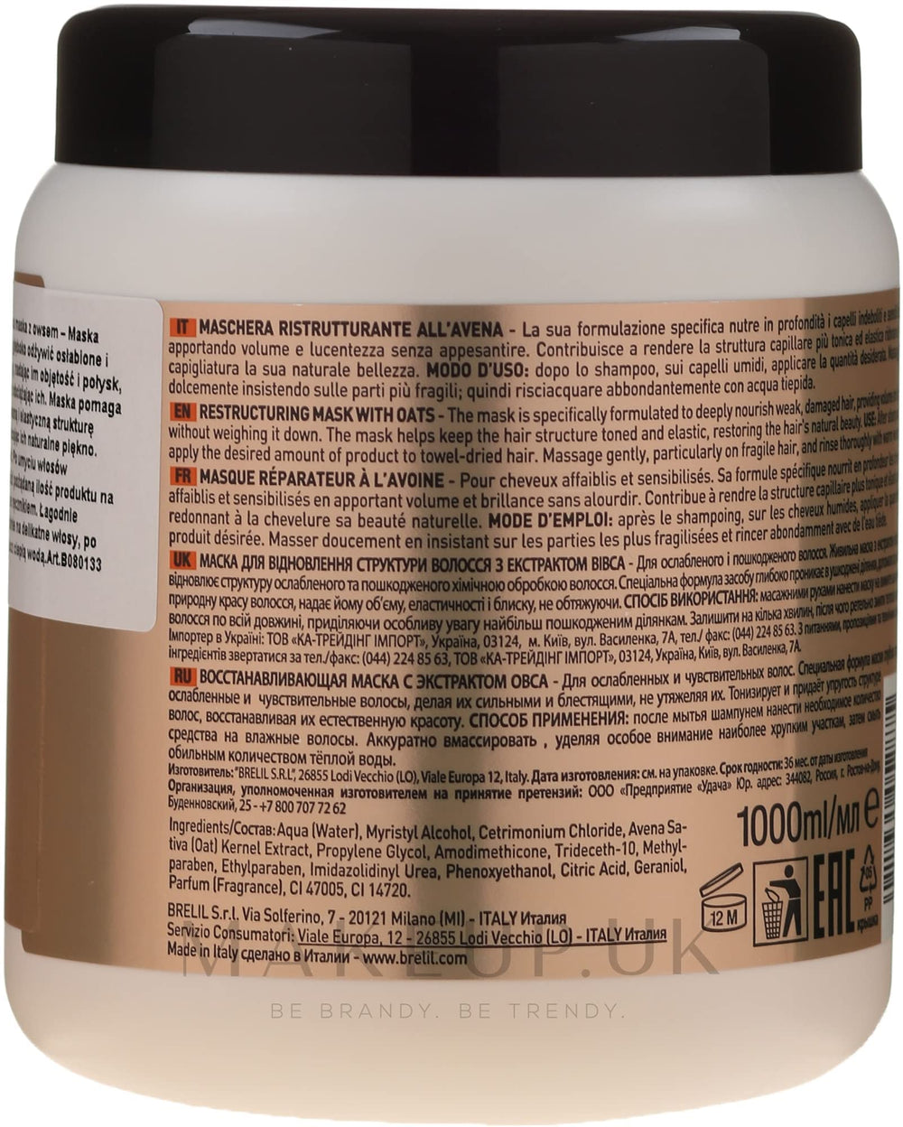 Brelil Numero oat mask bottle 1000 ml for long-term care