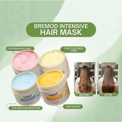 Bremod Performance Hair Mask jar closeup highlights rich, creamy formula for repair.