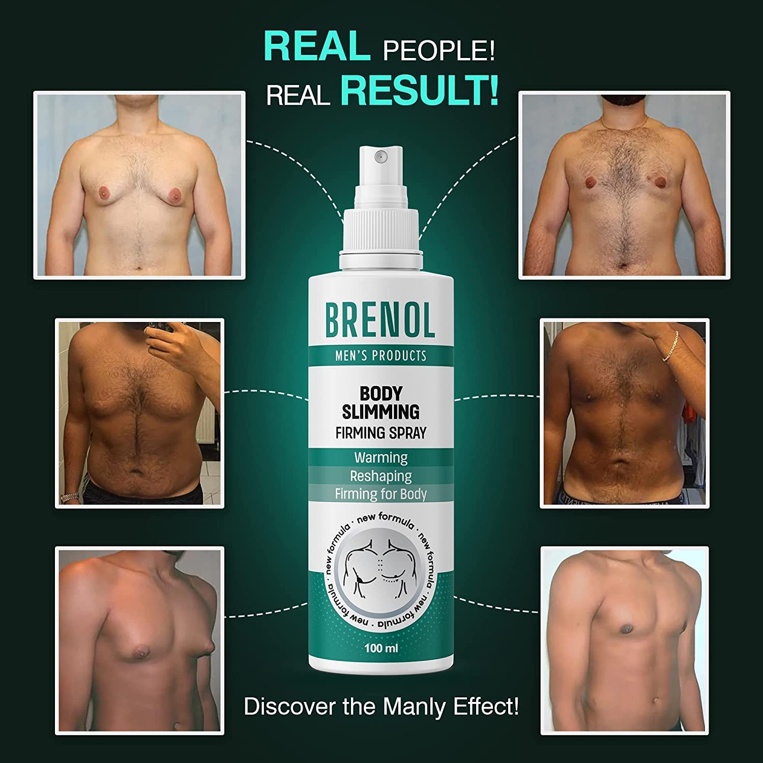 Brenol Body Firming Spray on abdomen area supports smoother midsection