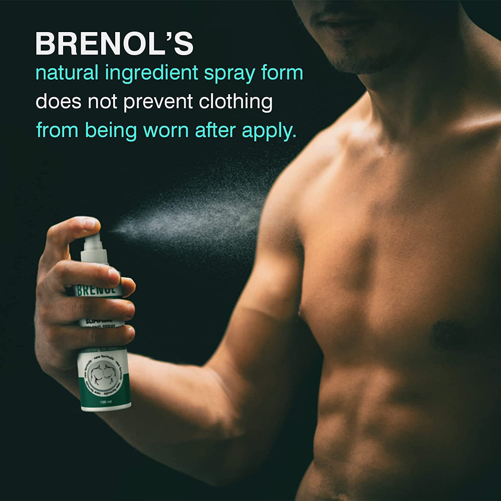 Brenol Body Firming Spray on legs illustrates full-body application