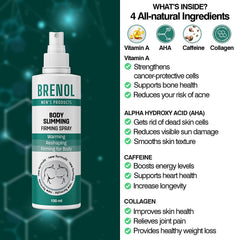 Brenol Body Firming Spray texture close-up shows quick absorption and comfort