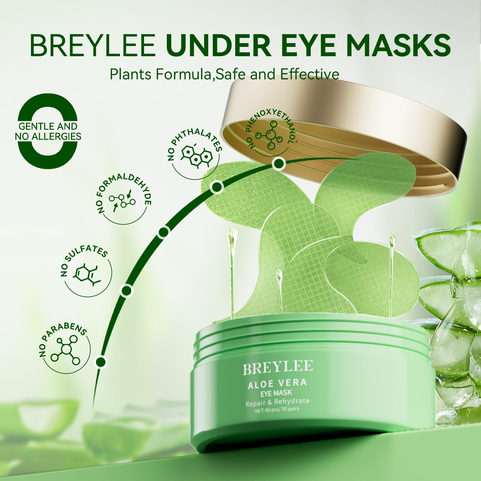 BREYLEE Aloe Vera Eye Masks travel case keeps patches organized
