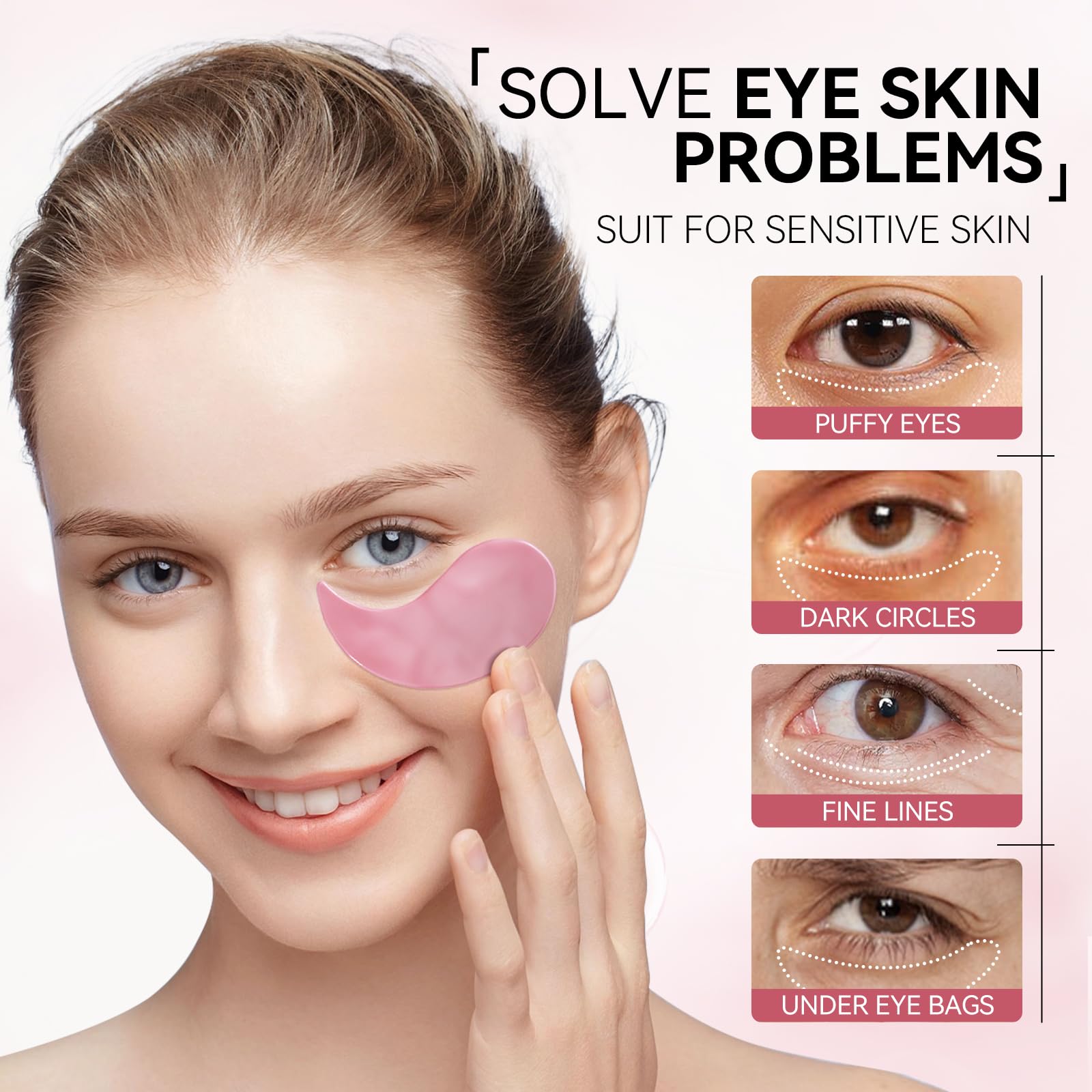 BREYLEE Flamingo Pink Eye Mask targets puffy under-eye areas for a brighter look.